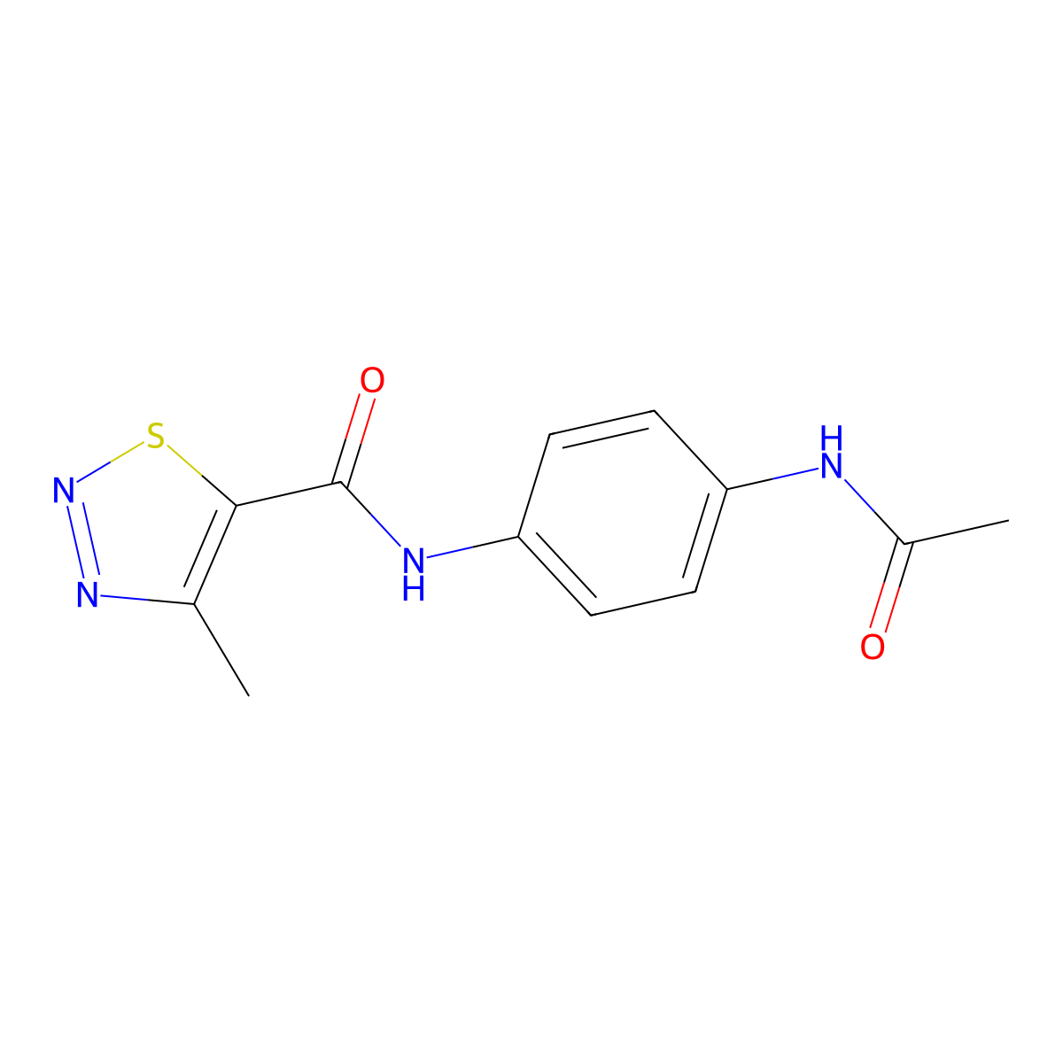 N-(4-acetamidophenyl)-4-methylthiadiazole-5-carboxamide molecular structure, CAS 183306-56-1