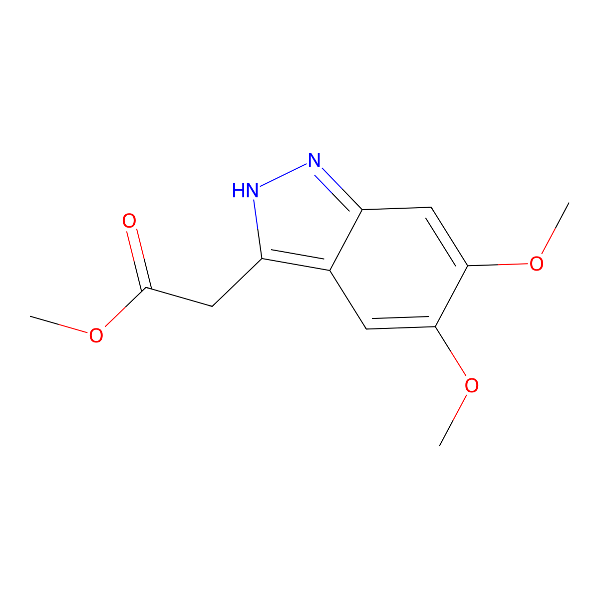 methyl 2-(5,6-dimethoxy-1H-indazol-3-yl)acetate molecular structure, CAS 183315-95-9