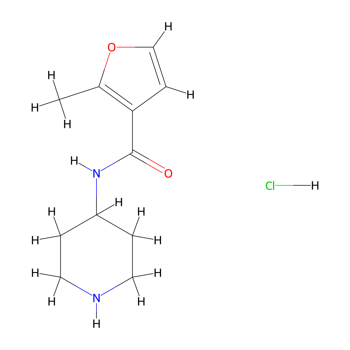 2-methyl-N-(piperidin-4-yl)furan-3-carboxamide hydrochloride molecular structure, CAS 1833202-40-6