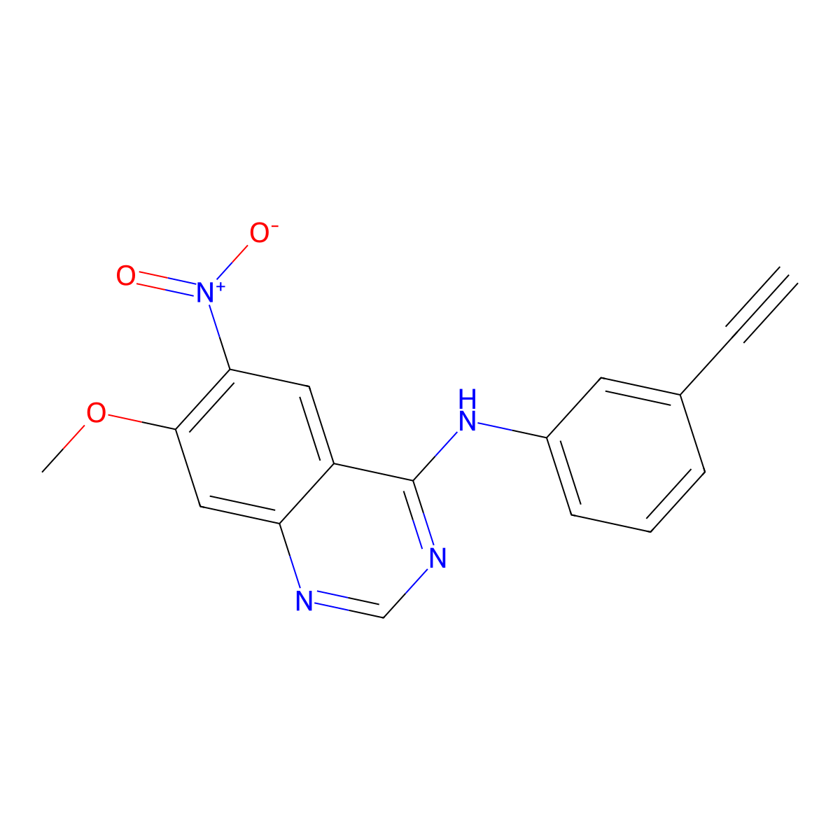 N-(3-ethynylphenyl)-7-methoxy-6-nitroquinazolin-4-amine molecular structure, CAS 183321-60-0