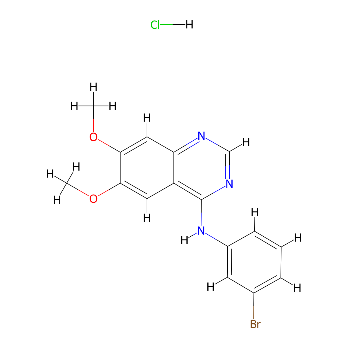 PD-153035 hydrochloride molecular structure, CAS 183322-45-4