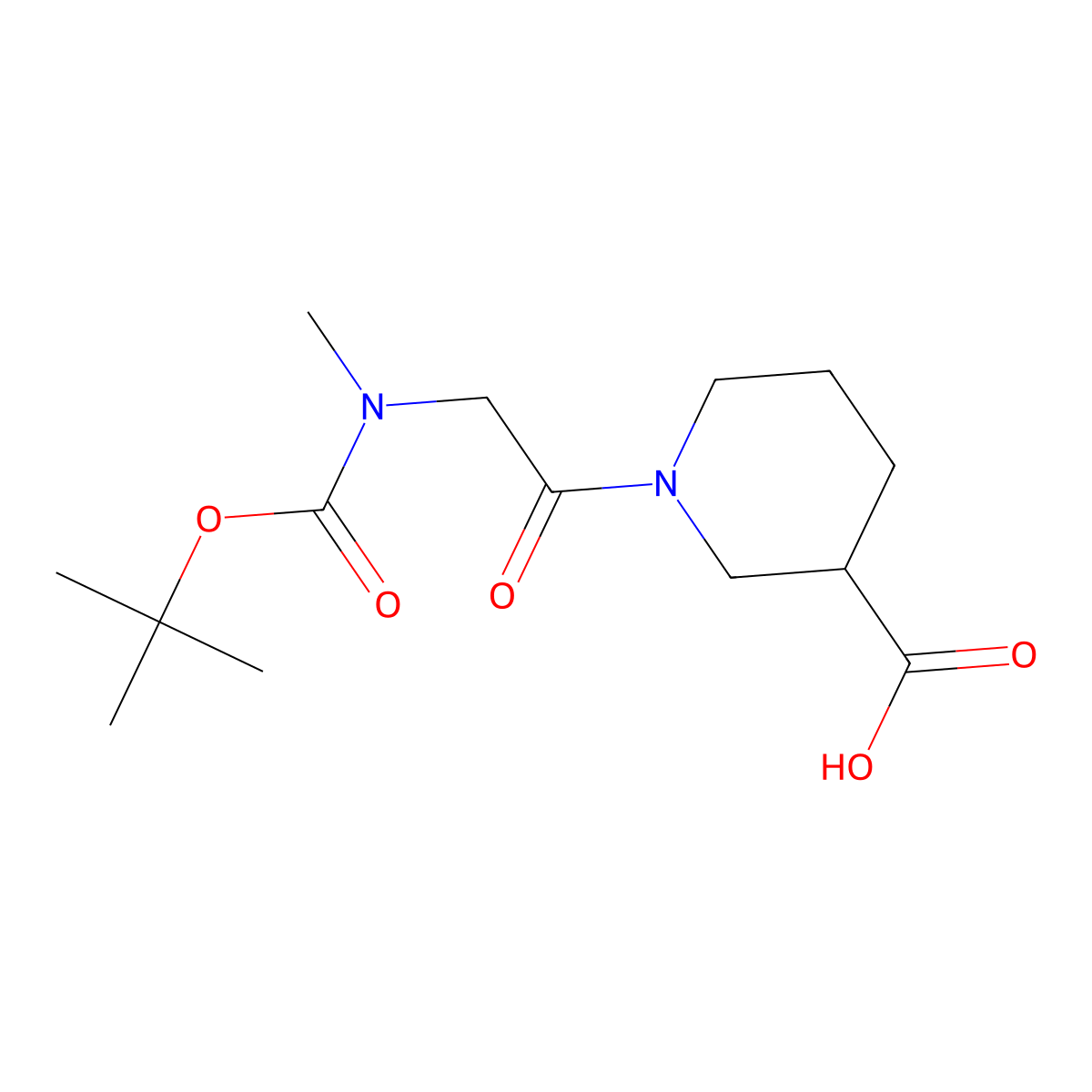 1-(2-{[(Tert-butoxy)carbonyl](methyl)amino}acetyl)piperidine-3-carboxylic acid molecular structure, CAS 1833266-54-8