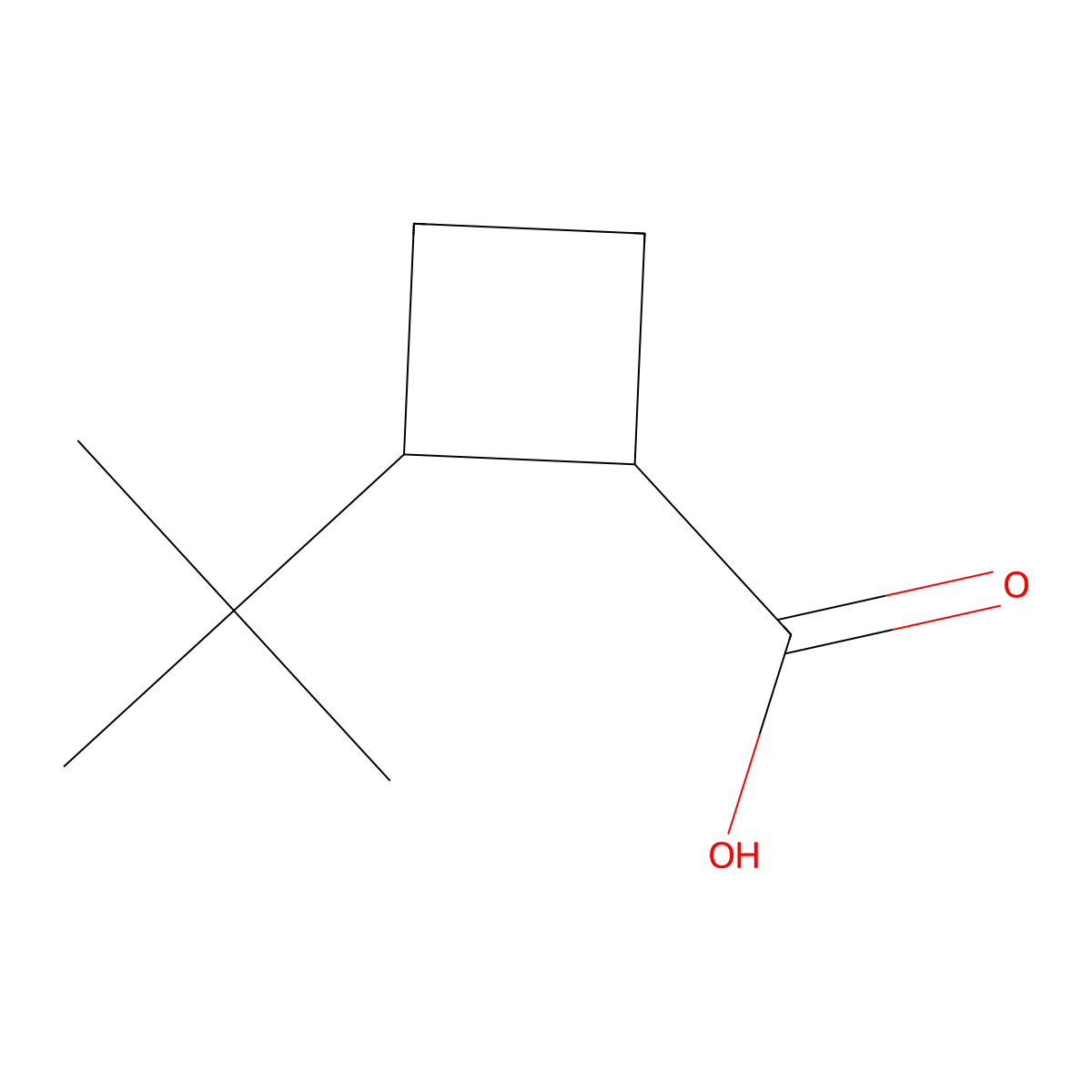 rac-(1R,2R)-2-tert-butylcyclobutane-1-carboxylic acid, trans molecular structure, CAS 18335-65-4