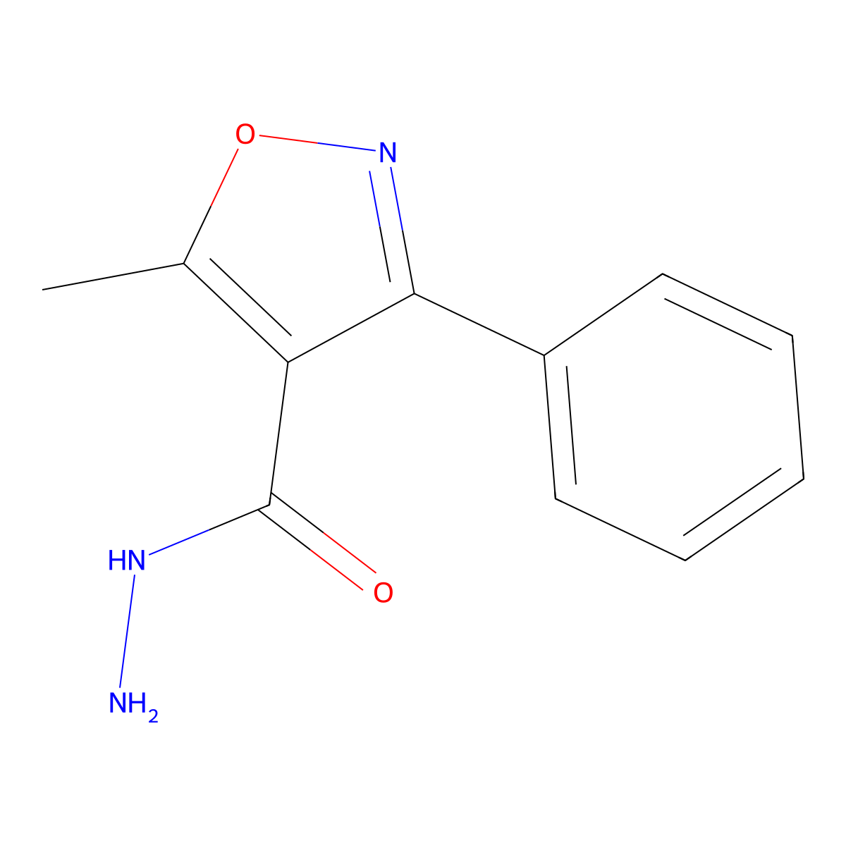 5-Methyl-3-phenyl-4-isoxazolecarbohydrazide molecular structure, CAS 18336-75-9
