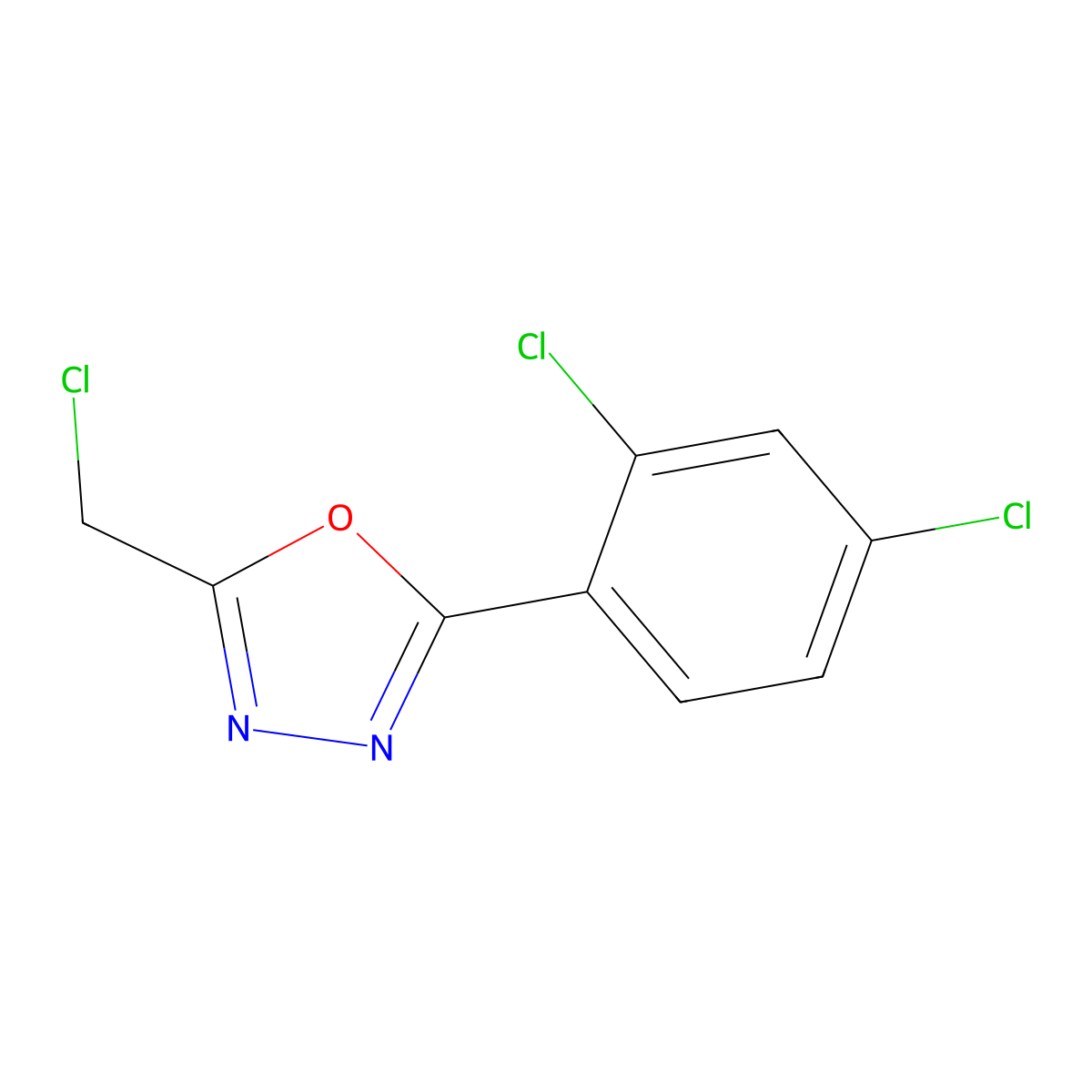 2-(Chloromethyl)-5-(2,4-dichlorophenyl)-1,3,4-oxadiazole molecular structure, CAS 183368-35-6