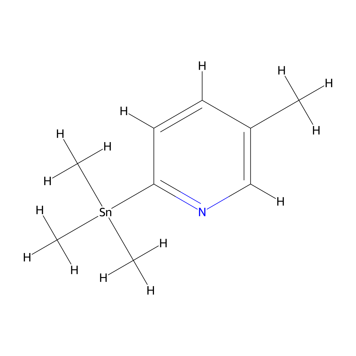 5-Methyl-2-(trimethylstannyl)pyridine molecular structure, CAS 183368-55-0