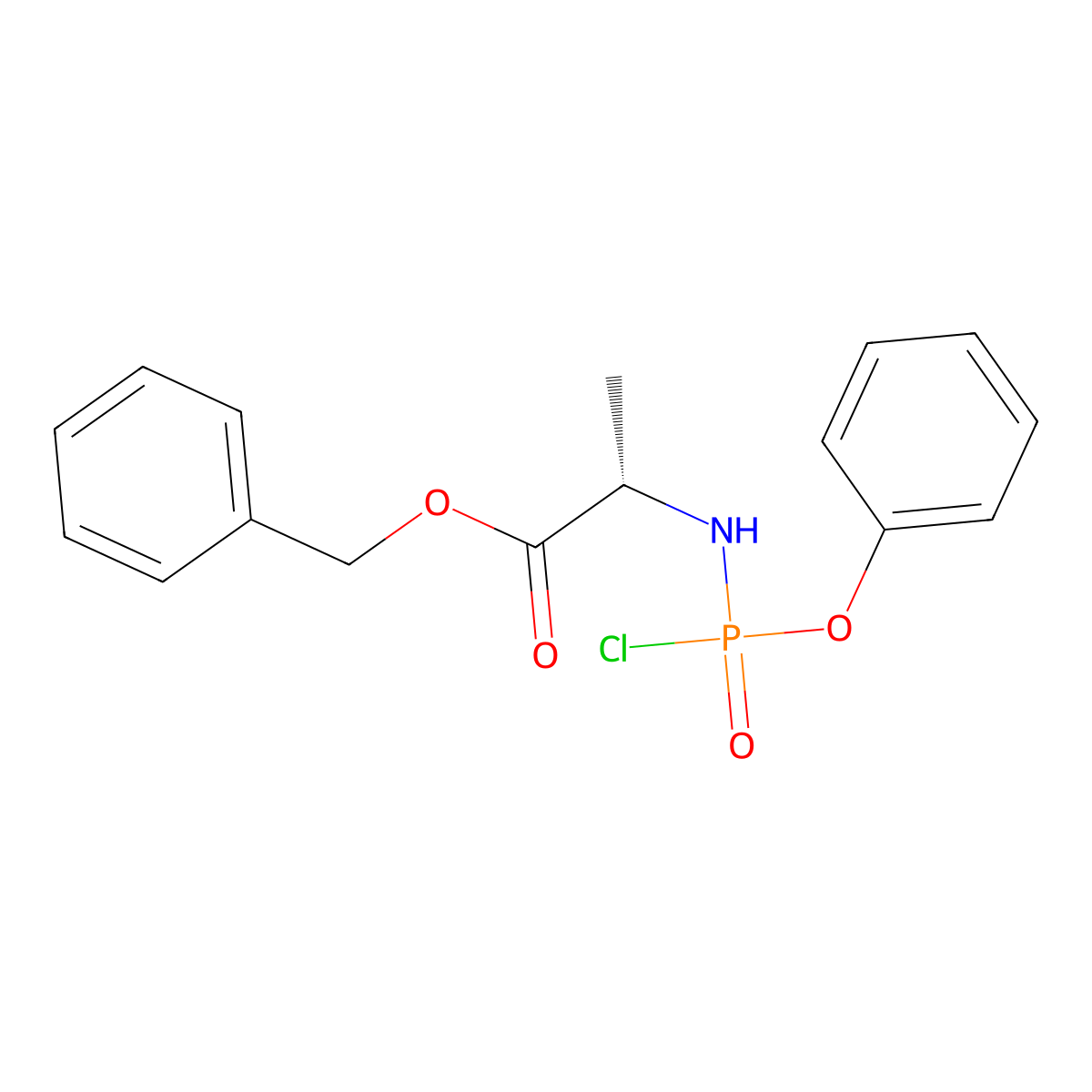 (2S)-Benzyl 2-((chloro(phenoxy)phosphoryl)amino)propanoate molecular structure, CAS 183370-70-9