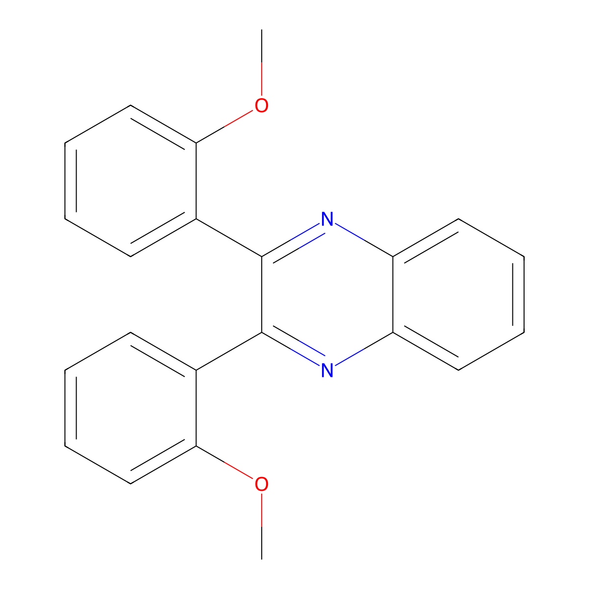 Quinoxaline, 2,3-bis(2-methoxyphenyl)- molecular structure, CAS 183378-00-9