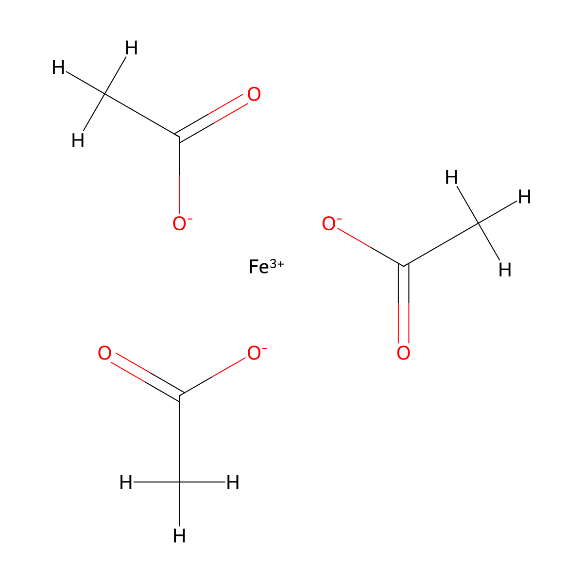 Ferric acetate molecular structure, CAS 1834-30-6