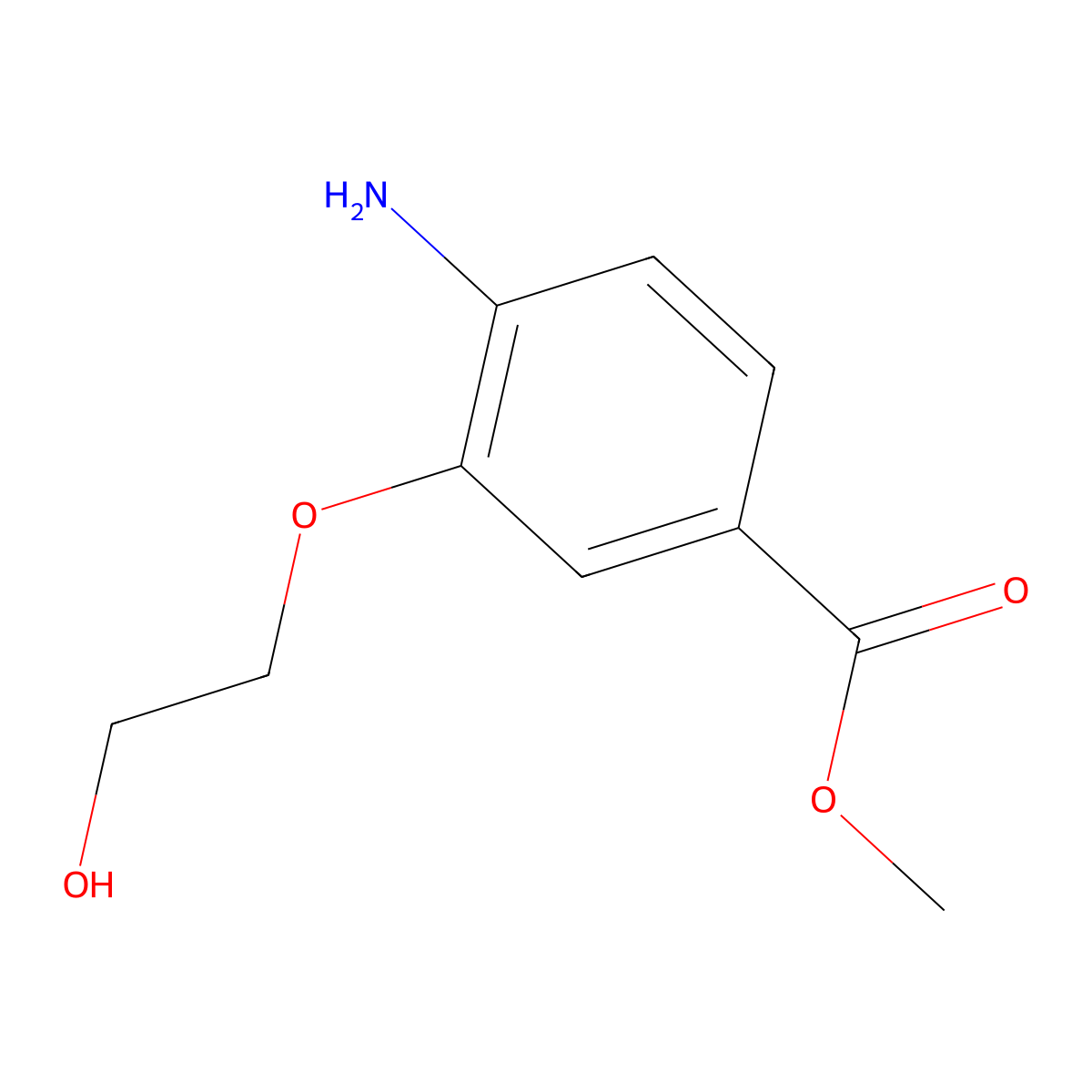 Methyl 4-amino-3-(2-hydroxyethoxy)benzoate molecular structure, CAS 183430-74-2