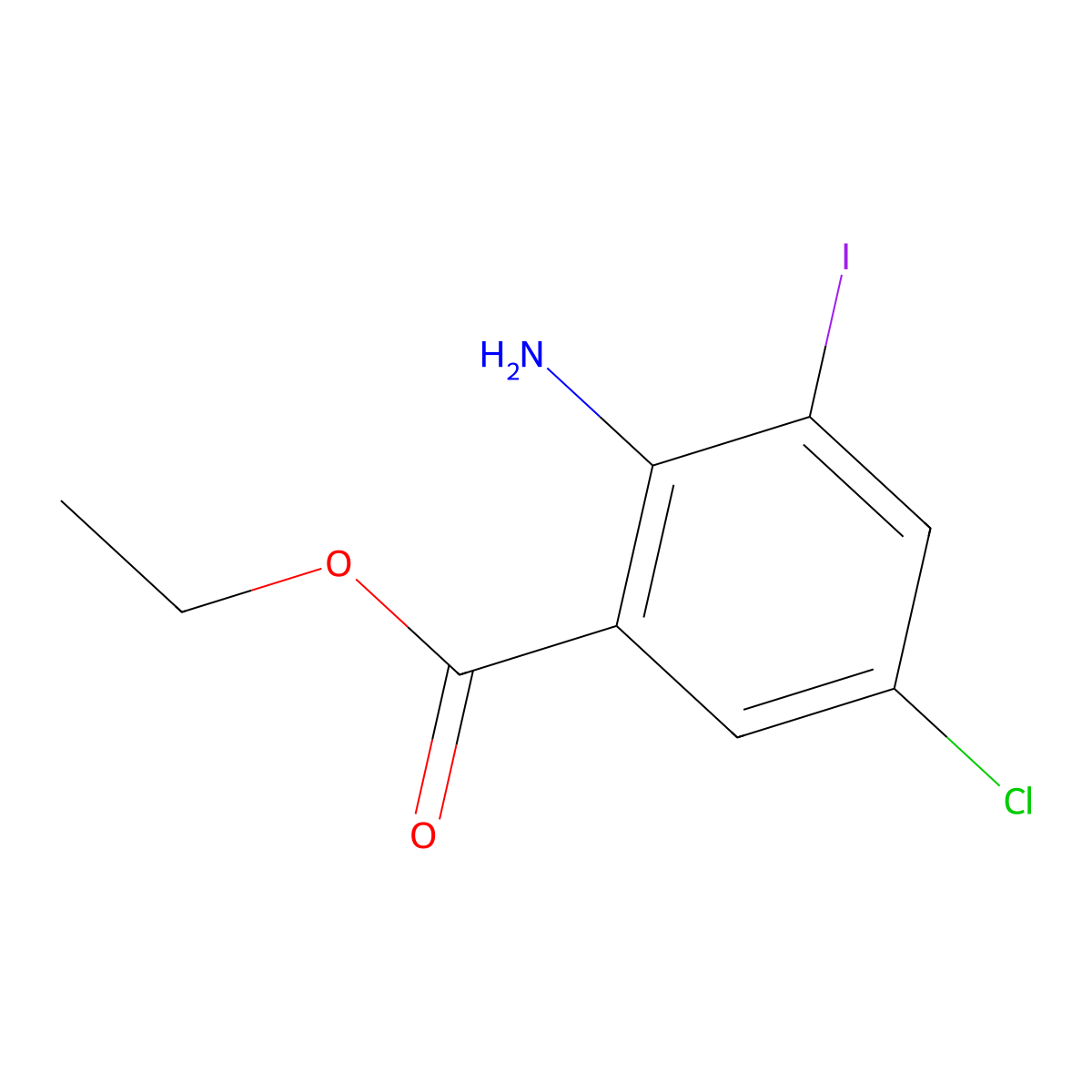 Ethyl 2-amino-5-chloro-3-iodobenzoate molecular structure, CAS 1834539-39-7