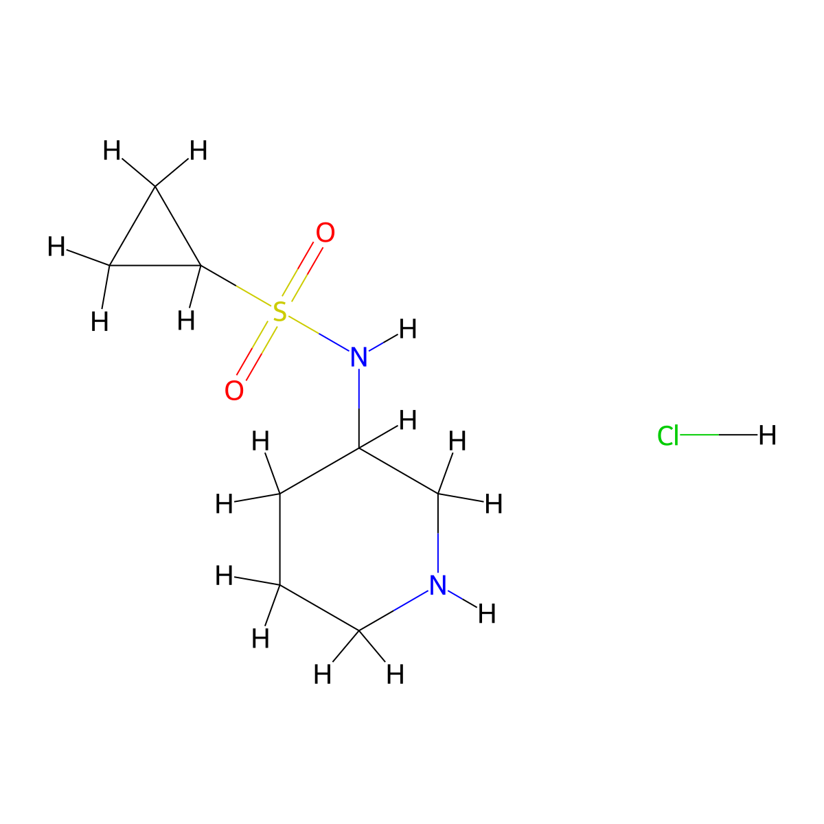N-(piperidin-3-yl)cyclopropanesulfonamide hydrochloride molecular structure, CAS 1834574-73-0