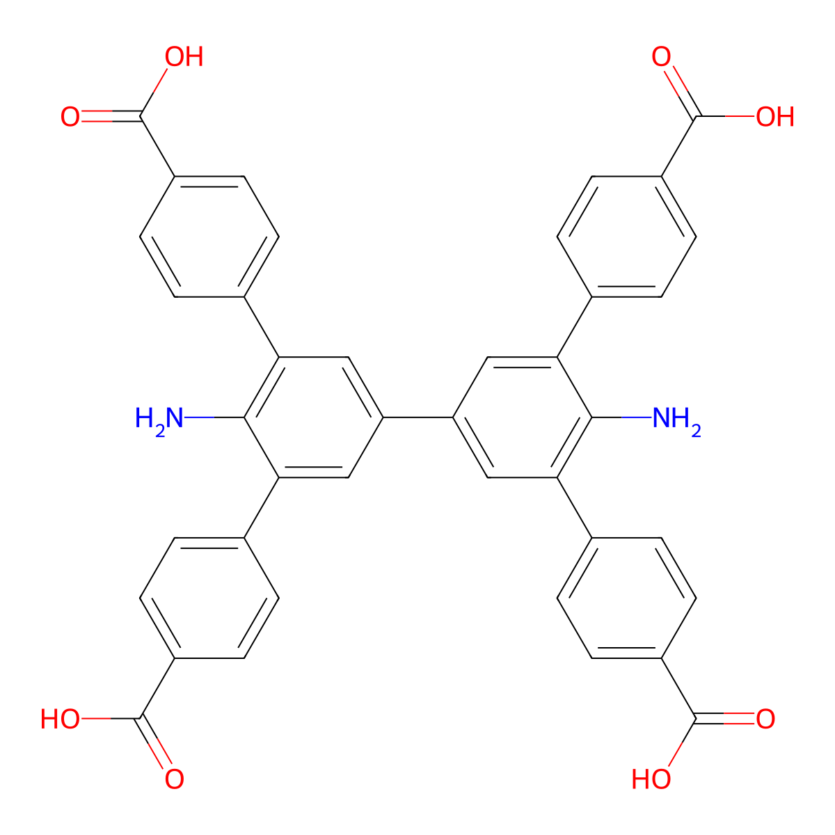 [1,1':3',1'':3'',1'''-Quaterphenyl]-4,4'''-dicarboxylic acid, 4'',6'-diamino-5',5''-bis(4-carboxyphenyl)- molecular structure, CAS 1834576-53-2