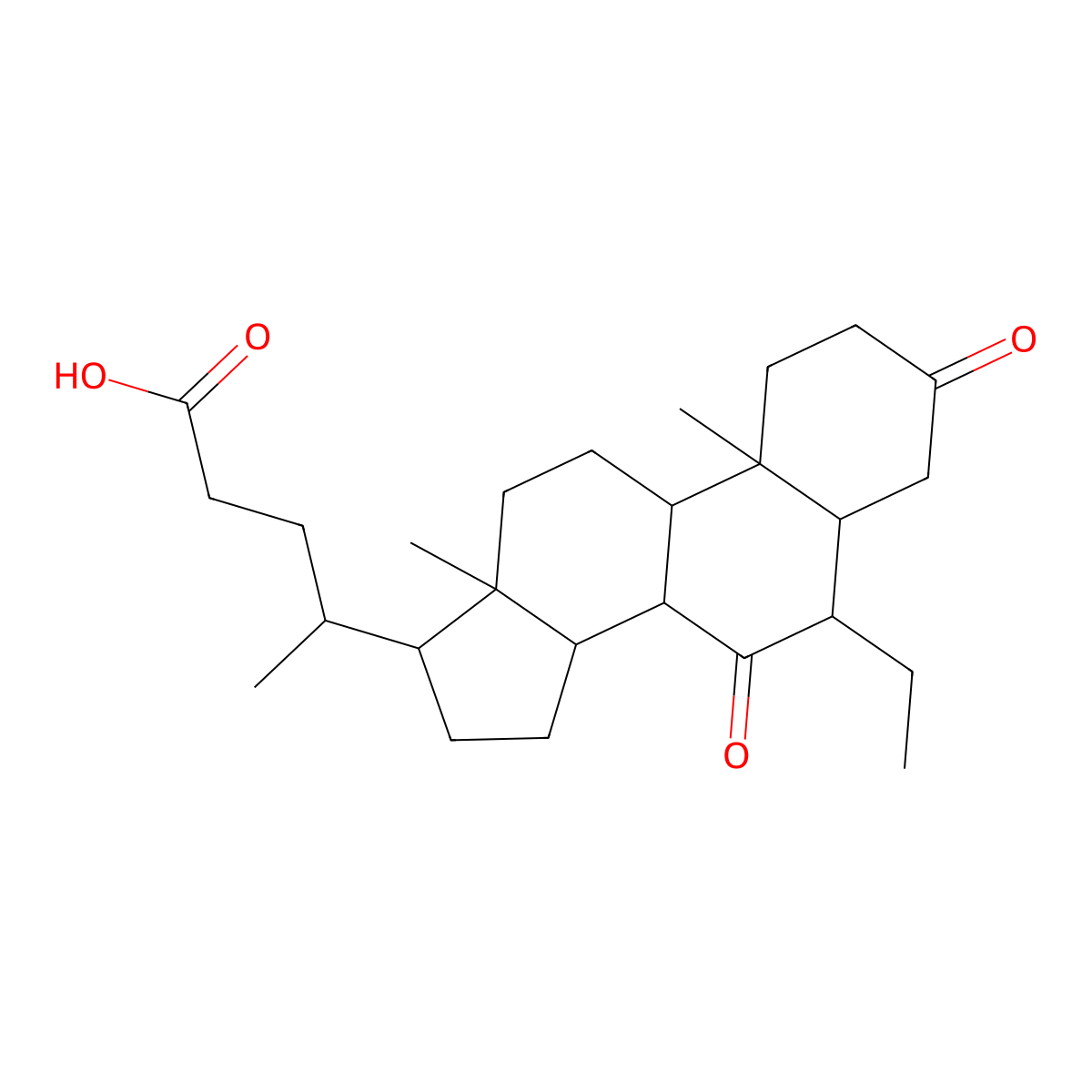 (5b,6a)-6-Ethyl-3,7-dioxo-cholan-24-oic Acid molecular structure, CAS 1834605-28-5
