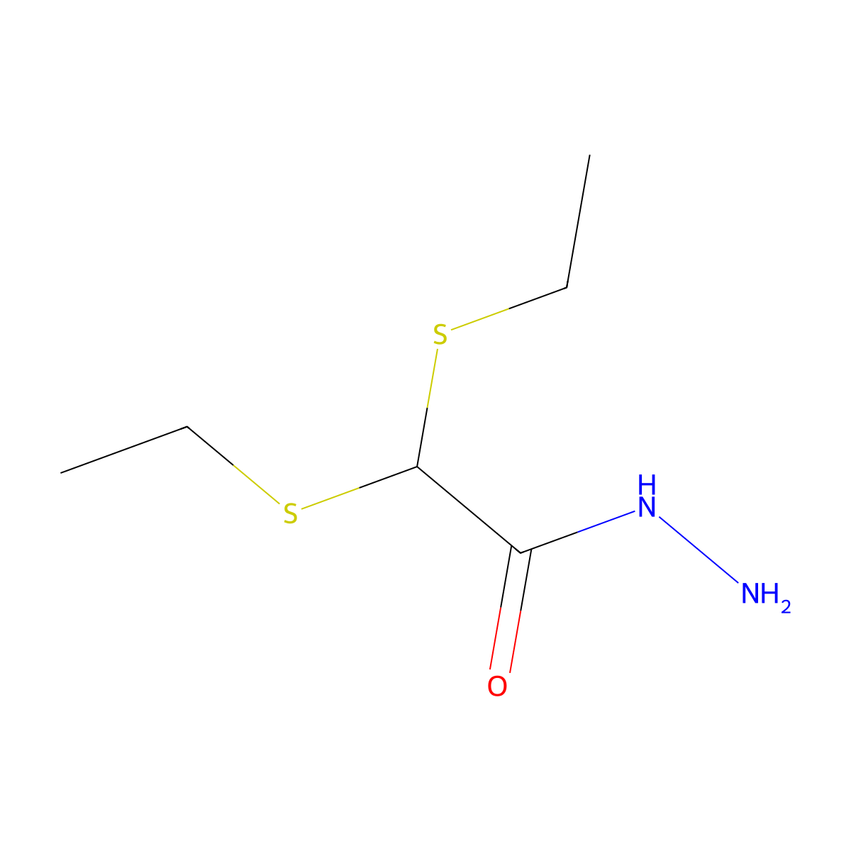 2,2-Bis(ethylsulfanyl)acetohydrazide molecular structure, CAS 183474-72-8