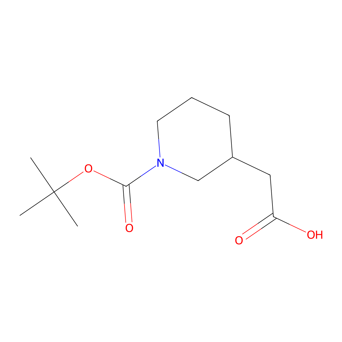 2-(1-((Tert-butoxy)carbonyl)piperidin-3-yl)acetic acid molecular structure, CAS 183483-09-2