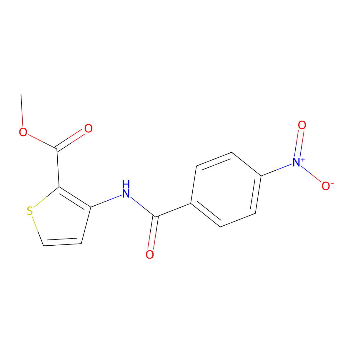 Methyl 3-(4-nitrobenzamido)thiophene-2-carboxylate molecular structure, CAS 183495-96-7