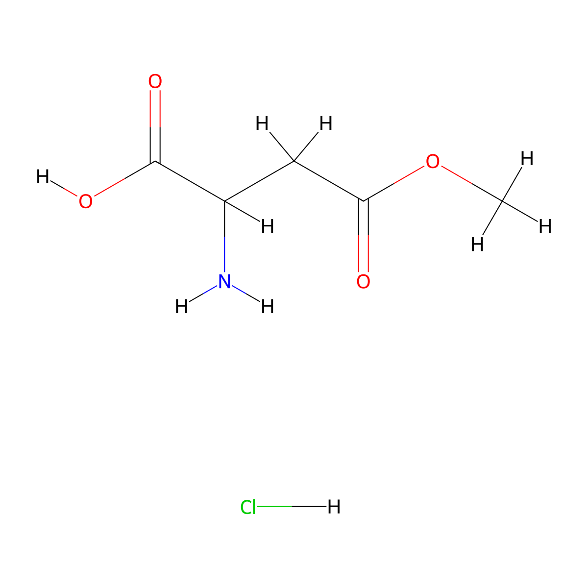 2-Amino-4-methoxy-4-oxobutanoic acid hydrochloride molecular structure, CAS 1835-52-5