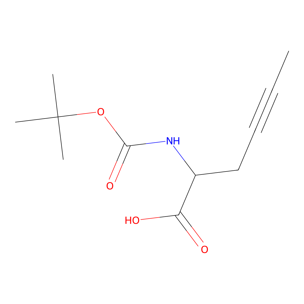 2-(((Tert-butoxy)carbonyl)amino)hex-4-ynoic acid molecular structure, CAS 183500-60-9
