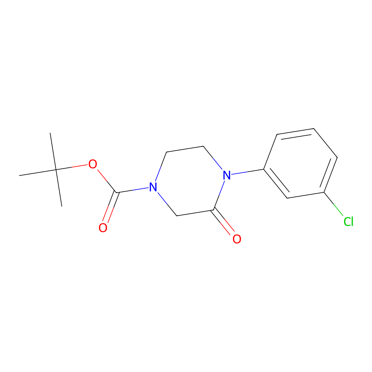 Tert-butyl 4-(3-chlorophenyl)-3-oxopiperazine-1-carboxylate molecular structure, CAS 183500-69-8