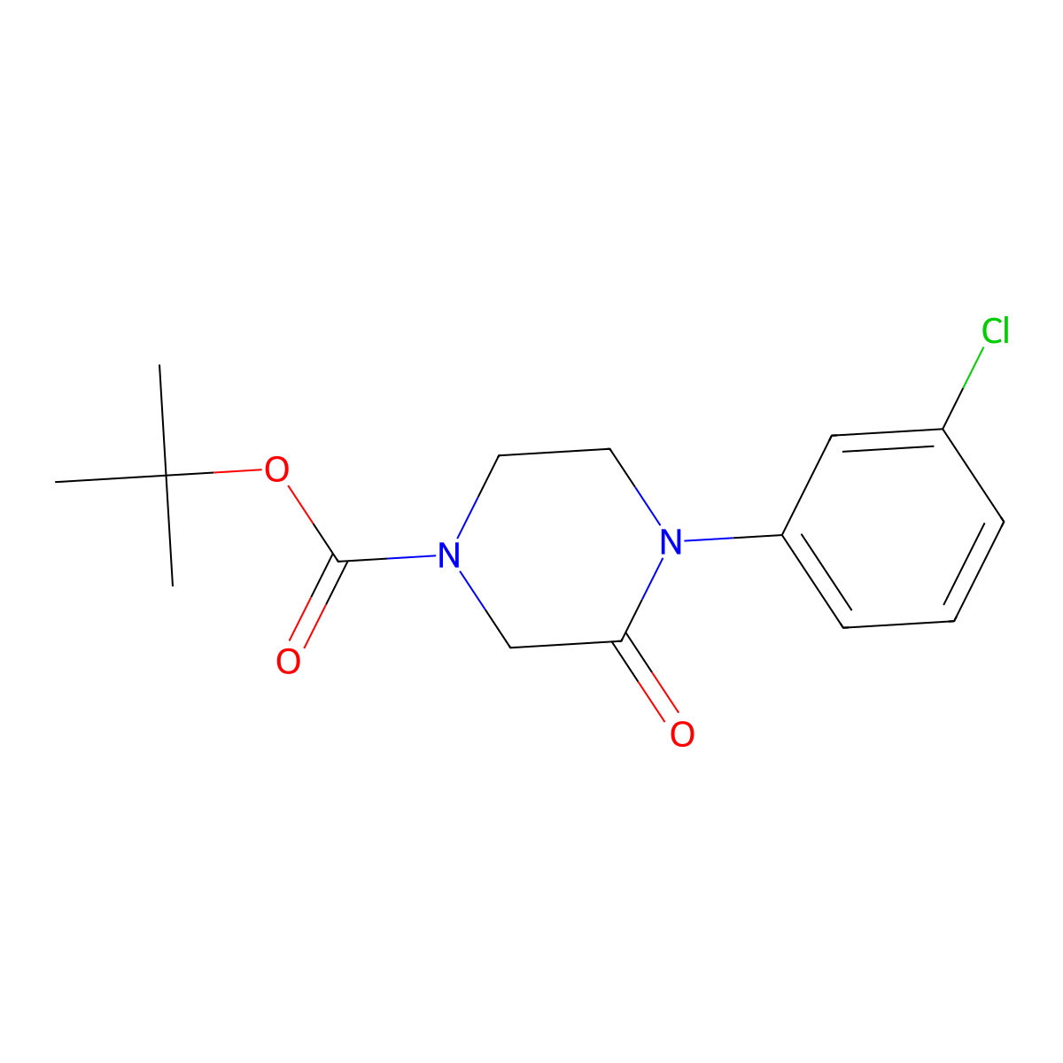 Tert-butyl 4-(3-chlorophenyl)-3-oxopiperazine-1-carboxylate molecular structure, CAS 183500-69-8