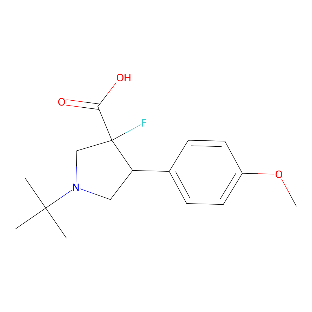 (3R,4R)-1-tert-Butyl-3-fluoro-4-(4-methoxyphenyl)pyrrolidine-3-carboxylic acid molecular structure, CAS 1835263-56-3