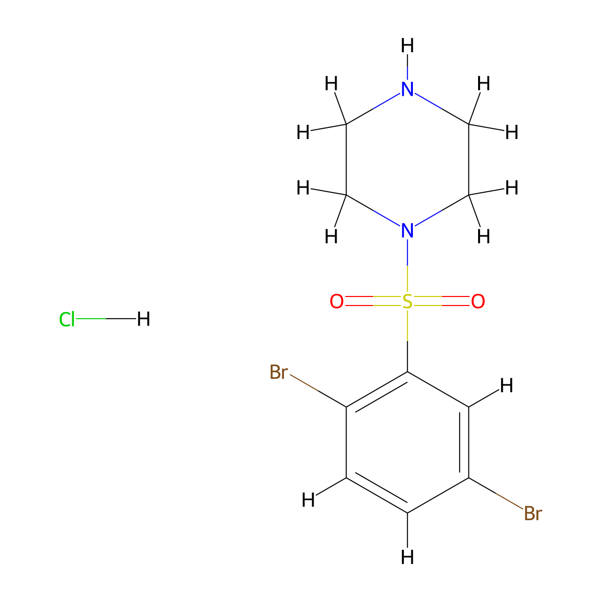 1-(2,5-Dibromobenzenesulfonyl)piperazine hydrochloride molecular structure, CAS 1835353-78-0