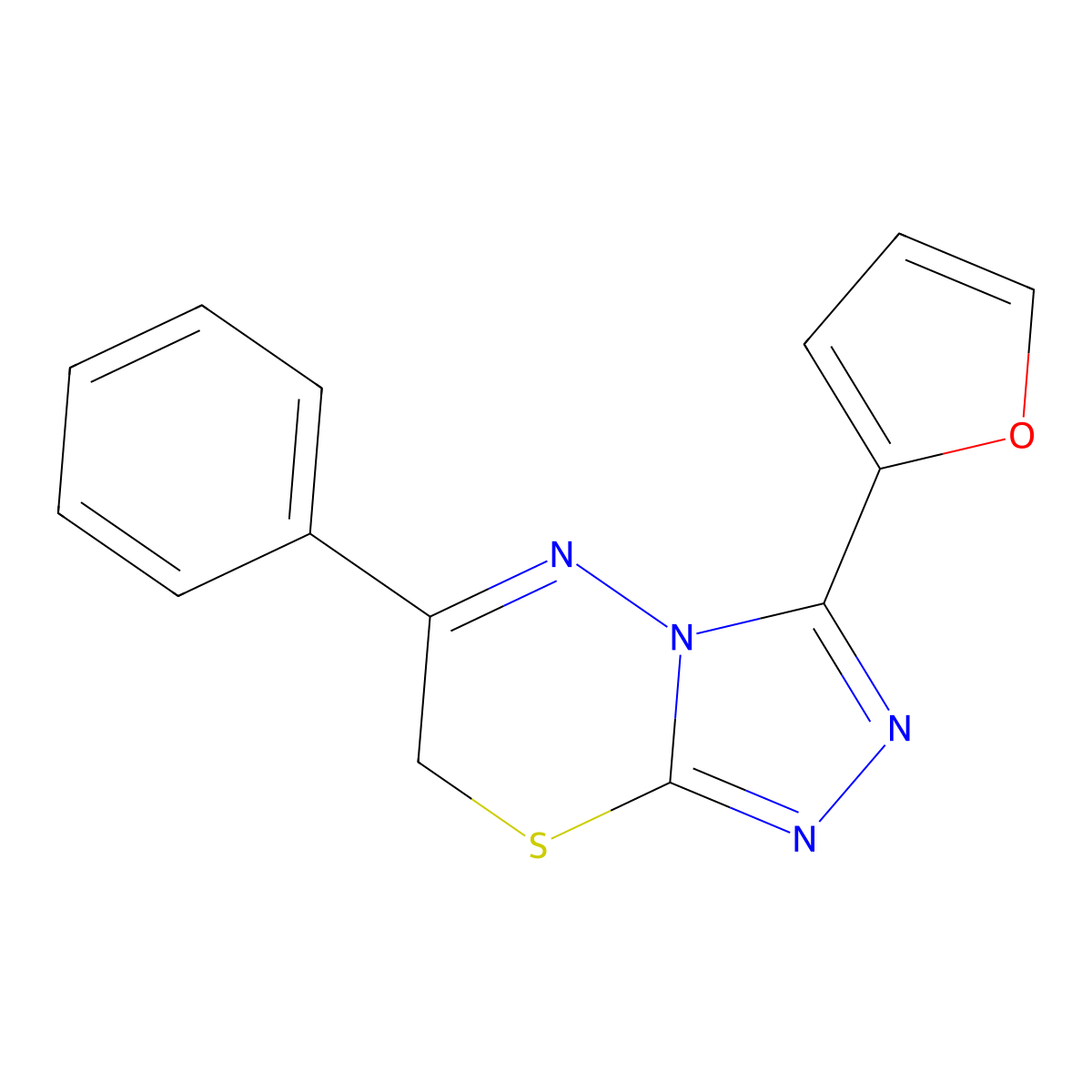 3-(2-furyl)-6-phenyl-7H-[1,2,4]triazolo[3,4-b][1,3,4]thiadiazine molecular structure, CAS 183536-45-0