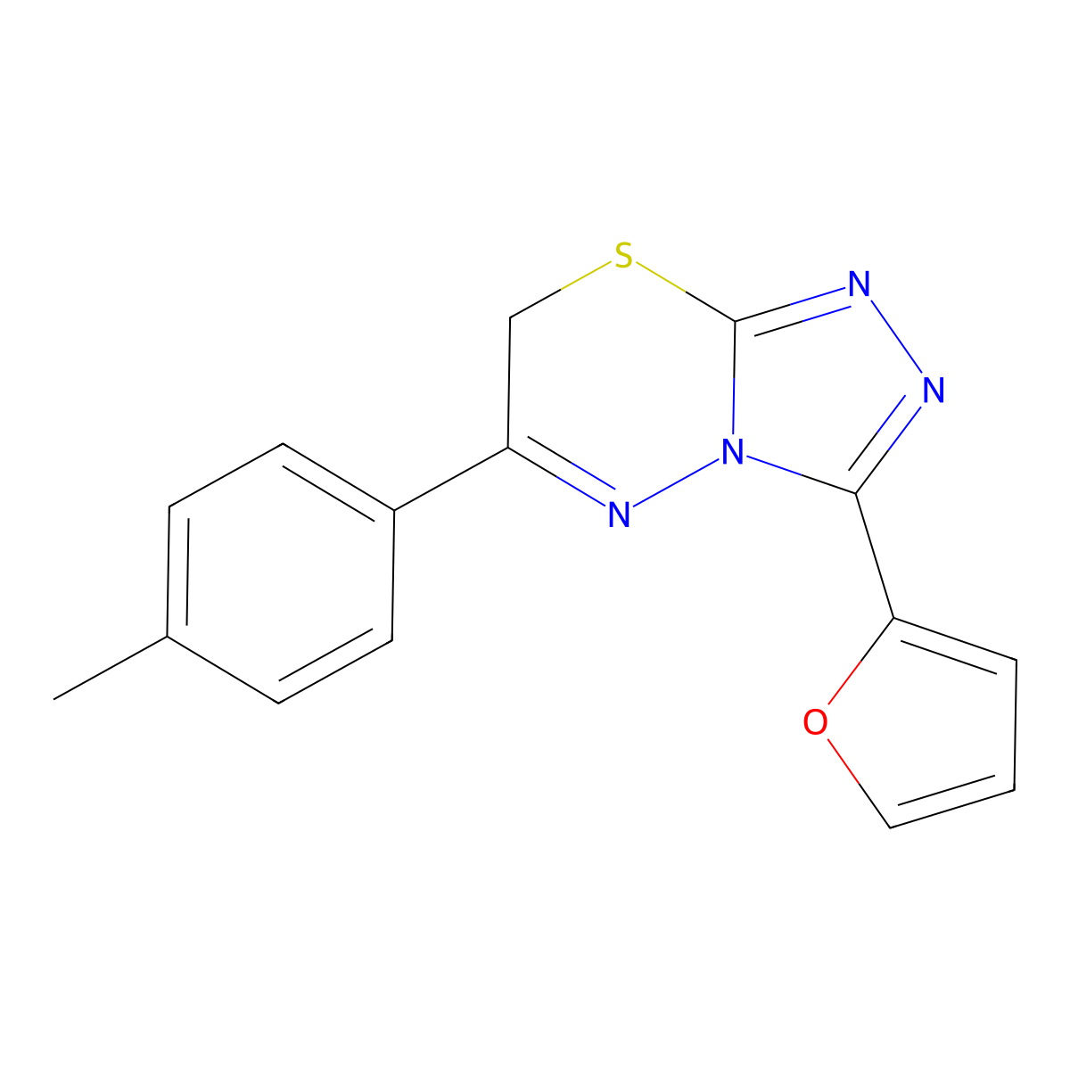 3-(2-Furyl)-6-(4-methylphenyl)-7H-1,2,4-triazolo(3,4-b)(1,3,4)thiadiazine molecular structure, CAS 183536-46-1