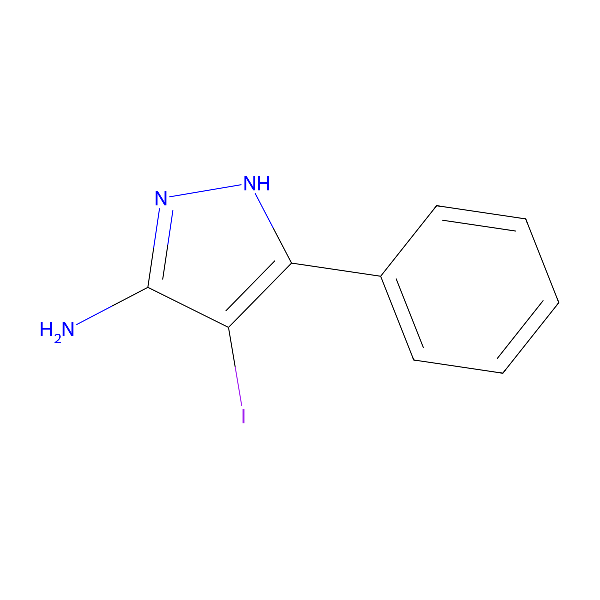 4-iodo-5-phenyl-1H-pyrazol-3-amine molecular structure, CAS 183536-69-8