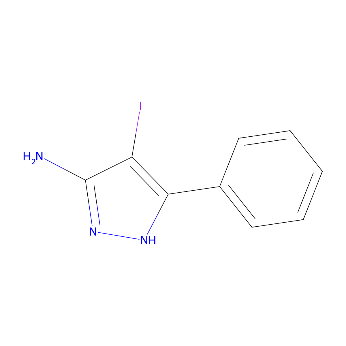 4-iodo-5-phenyl-1H-pyrazol-3-amine molecular structure, CAS 183536-69-8
