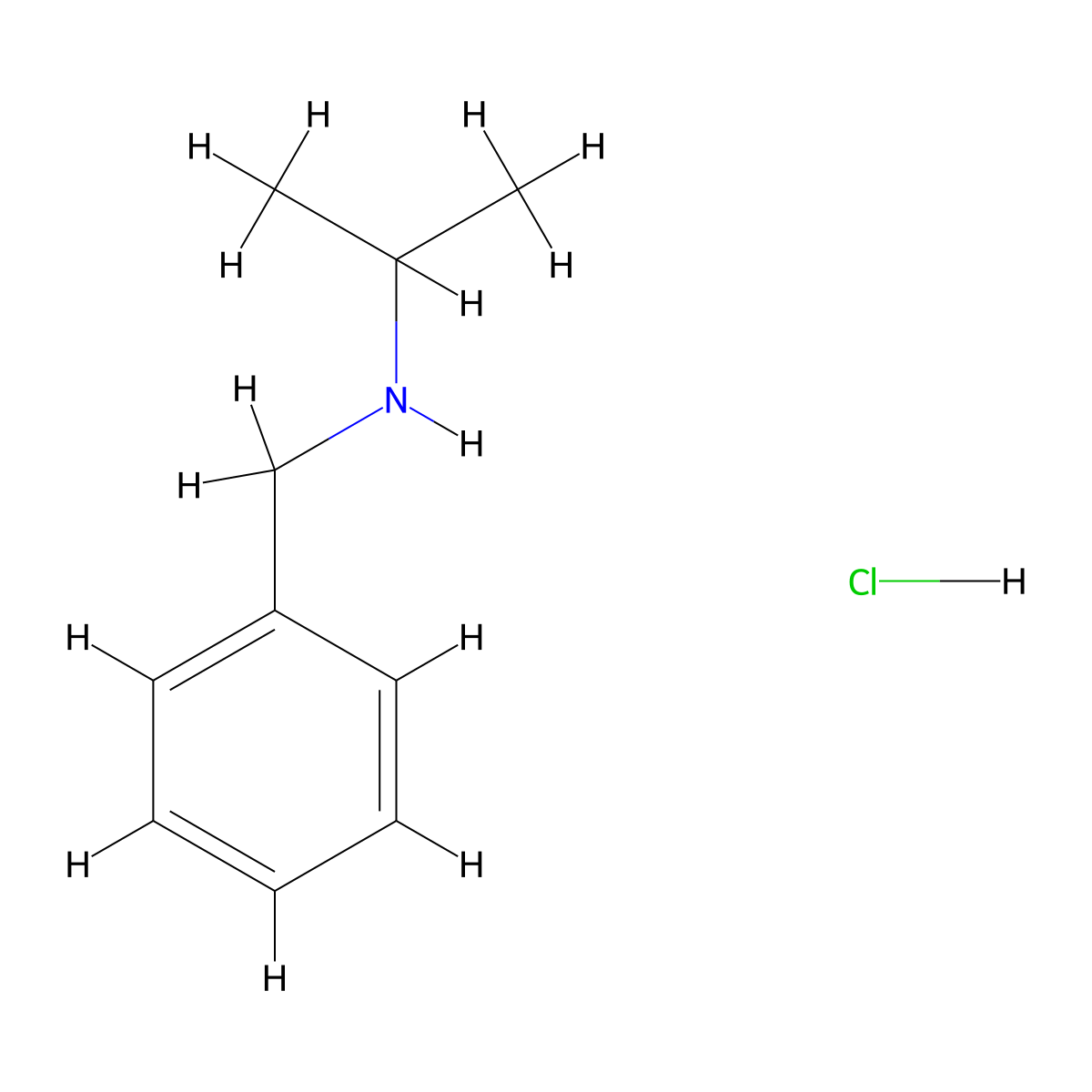 N-benzylpropan-2-amine;hydrochloride molecular structure, CAS 18354-85-3