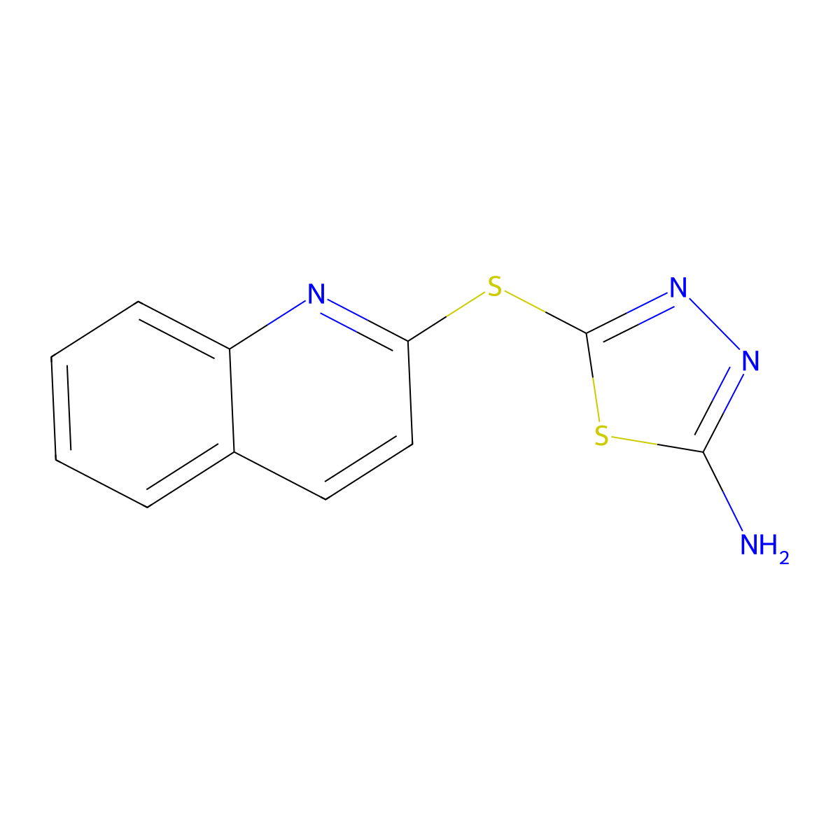 5-(Quinolin-2-ylthio)-1,3,4-thiadiazol-2-amine molecular structure, CAS 183549-39-5