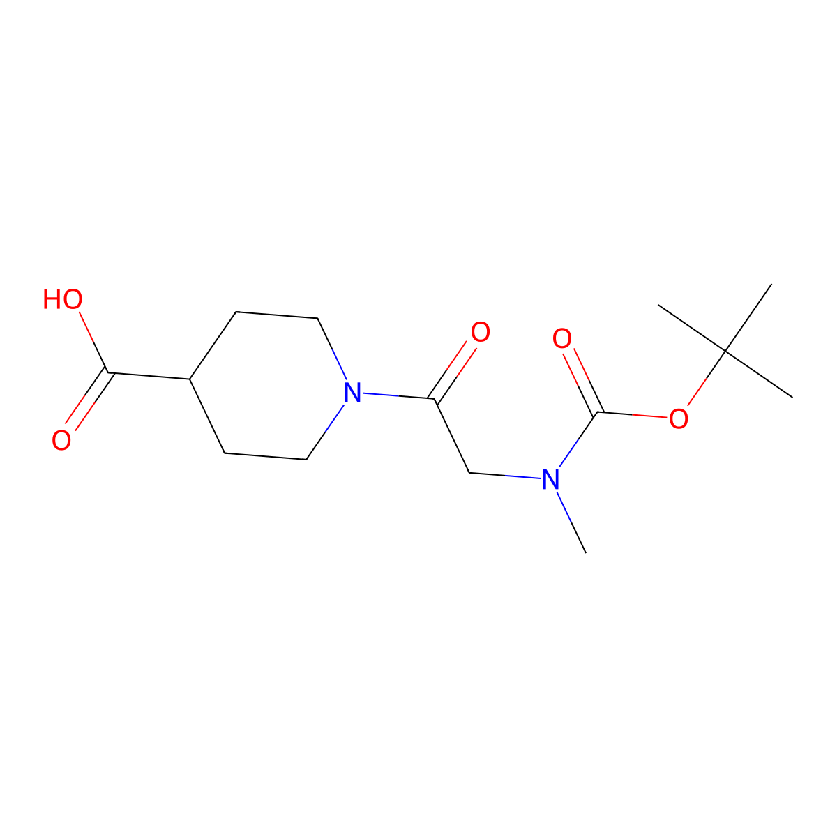 1-(2-{[(Tert-butoxy)carbonyl](methyl)amino}acetyl)piperidine-4-carboxylic acid molecular structure, CAS 1835514-14-1