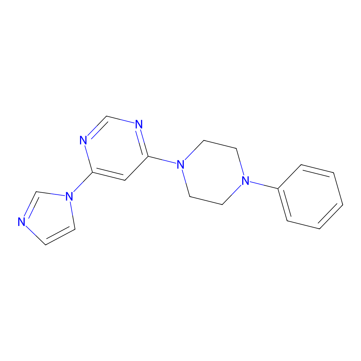 4-(1H-imidazol-1-yl)-6-(4-phenylpiperazin-1-yl)pyrimidine molecular structure, CAS 183552-81-0
