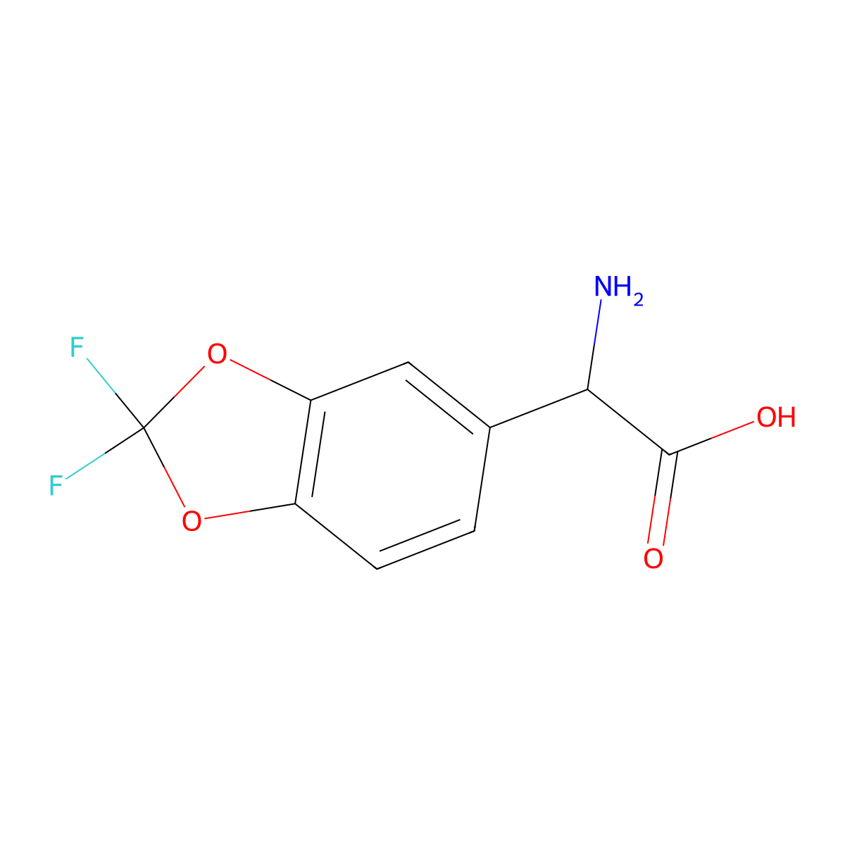 2-amino-2-(2,2-difluoro-2H-1,3-benzodioxol-5-yl)acetic acid molecular structure, CAS 183553-65-3