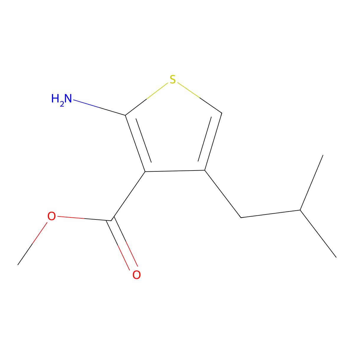 Methyl 2-amino-4-(2-methylpropyl)thiophene-3-carboxylate molecular structure, CAS 183562-37-0