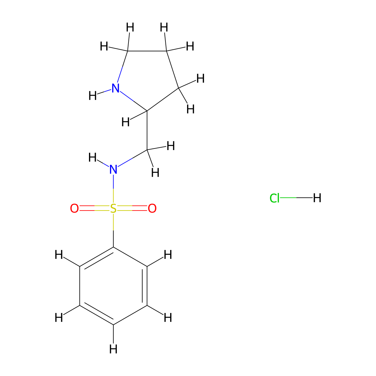 N-[(pyrrolidin-2-yl)methyl]benzenesulfonamide hydrochloride molecular structure, CAS 1835647-71-6
