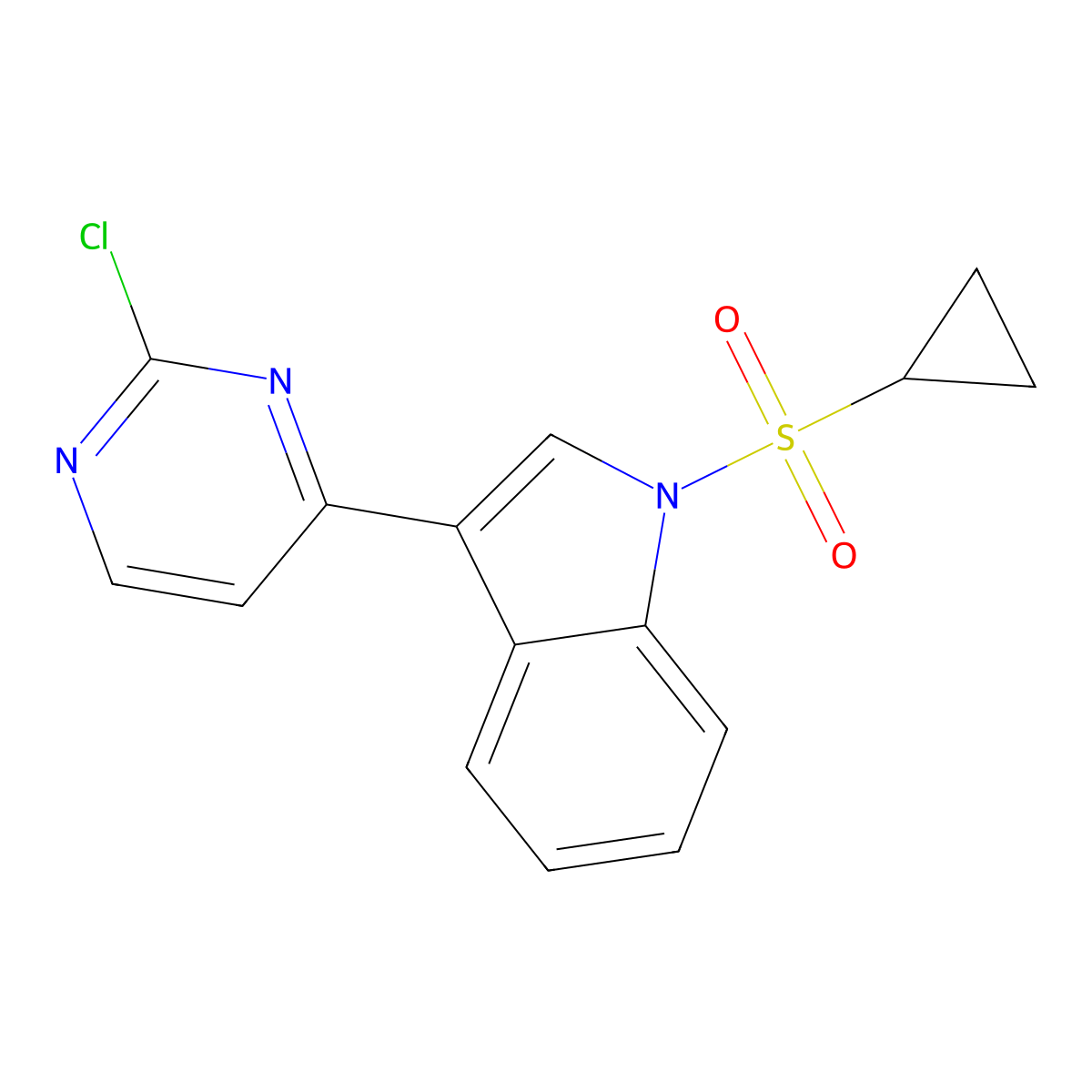 3-(2-chloropyrimidin-4-yl)-1-(cyclopropylsulfonyl)-1H-indole molecular structure, CAS 1835670-20-6