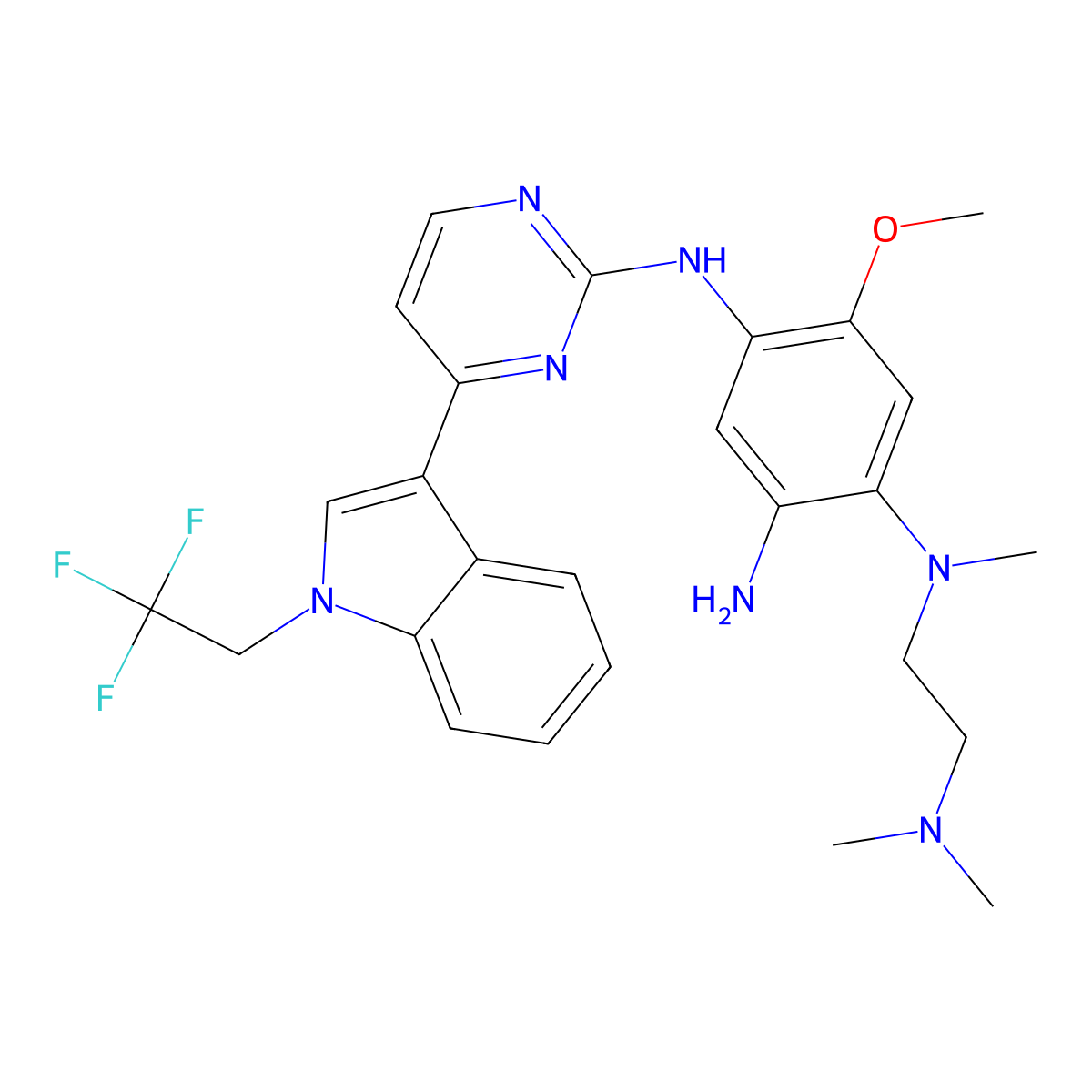 N1-(2-(Dimethylamino)ethyl)-5-methoxy-N1-methyl-N4-(4-(1-(2,2,2-trifluoroethyl)-1H-indol-3-YL)pyrimidin-2-YL)benzene-1,2,4-triamine molecular structure, CAS 1835670-28-4