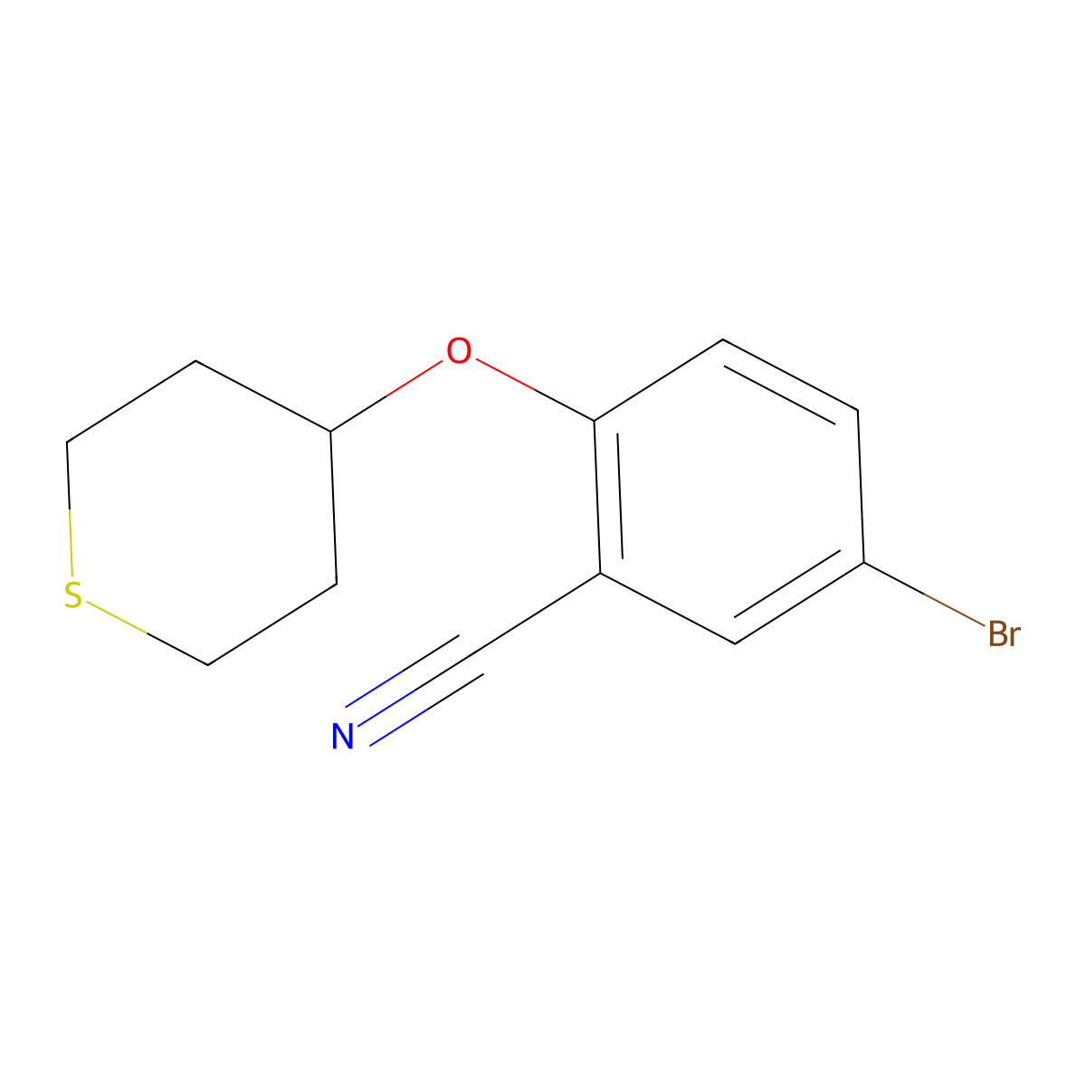 5-bromo-2-((tetrahydro-2H-thiopyran-4-yl)oxy)benzonitrile molecular structure, CAS 1835680-61-9