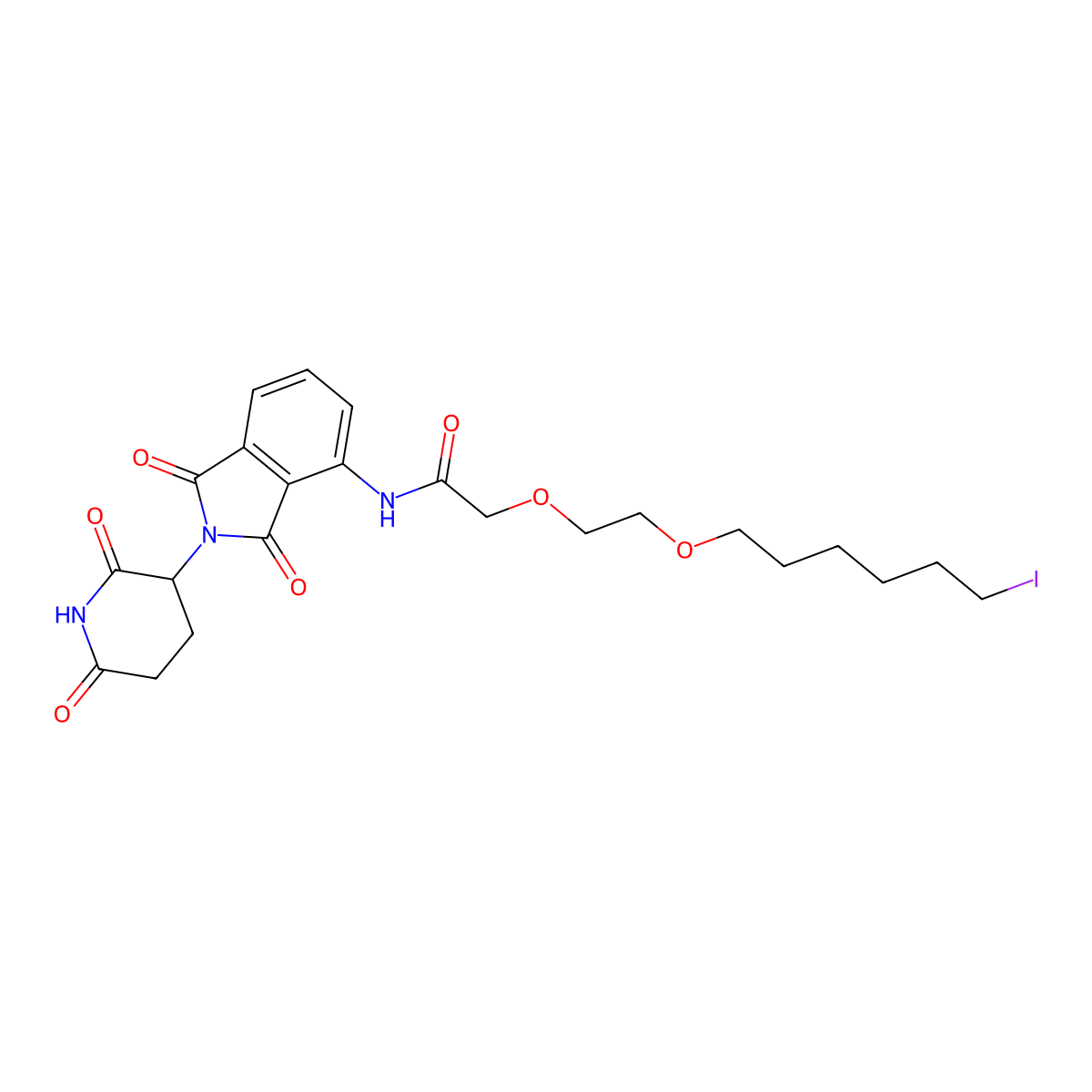 Pomalidomide-PEG2-Butyl Iodide molecular structure, CAS 1835705-72-0