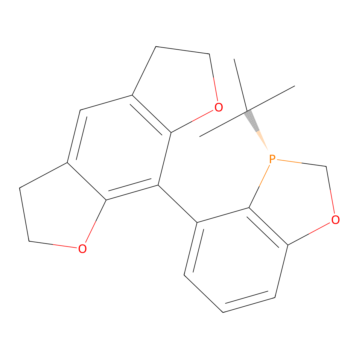 (R)-3-(tert-Butyl)-4-(2,3,5,6-tetrahydrobenzo[1,2-b:5,4-b']difuran-8-yl)-2,3-dihydrobenzo[d][1,3]oxaphosphole molecular structure, CAS 1835717-07-1