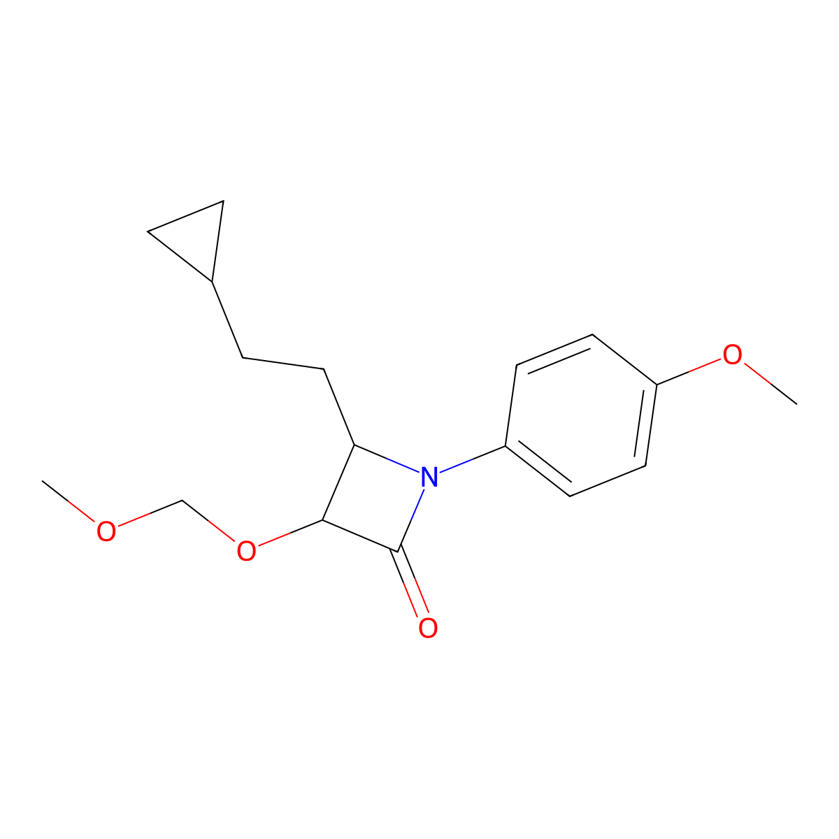 (3r,4s)-4-(2-Cyclopropylethyl)-3-(methoxymethoxy)-1-(4-methoxyphenyl)azetidin-2-one molecular structure, CAS 1835745-17-9