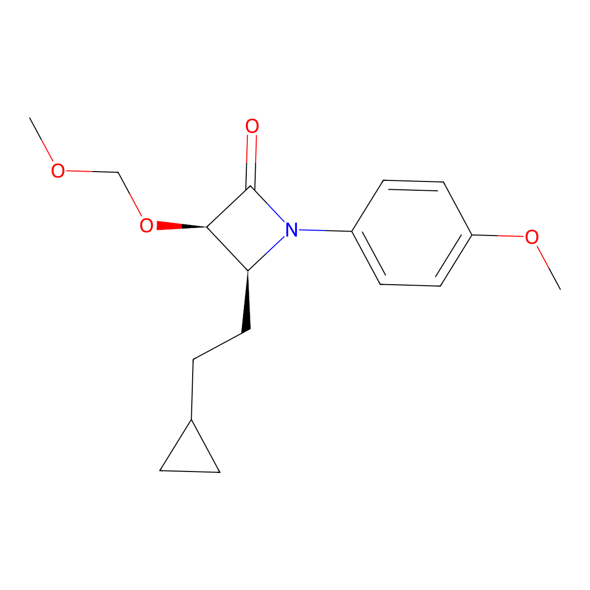 (3r,4s)-4-(2-Cyclopropylethyl)-3-(methoxymethoxy)-1-(4-methoxyphenyl)azetidin-2-one molecular structure, CAS 1835745-17-9