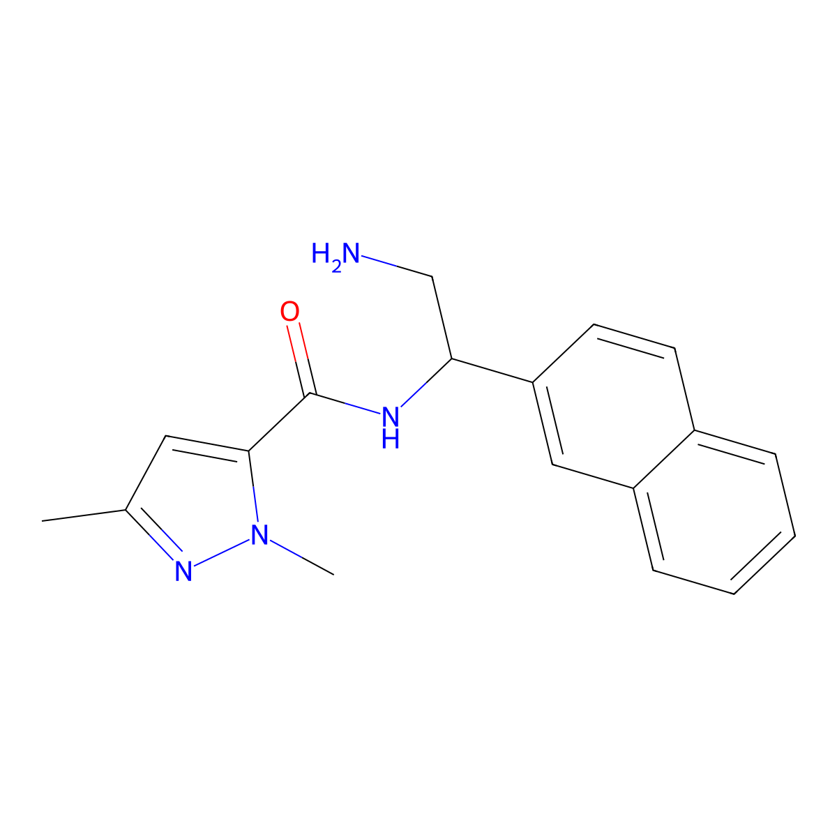 N-[2-amino-1-(naphthalen-2-yl)ethyl]-1,3-dimethyl-1H-pyrazole-5-carboxamide molecular structure, CAS 1835892-46-0