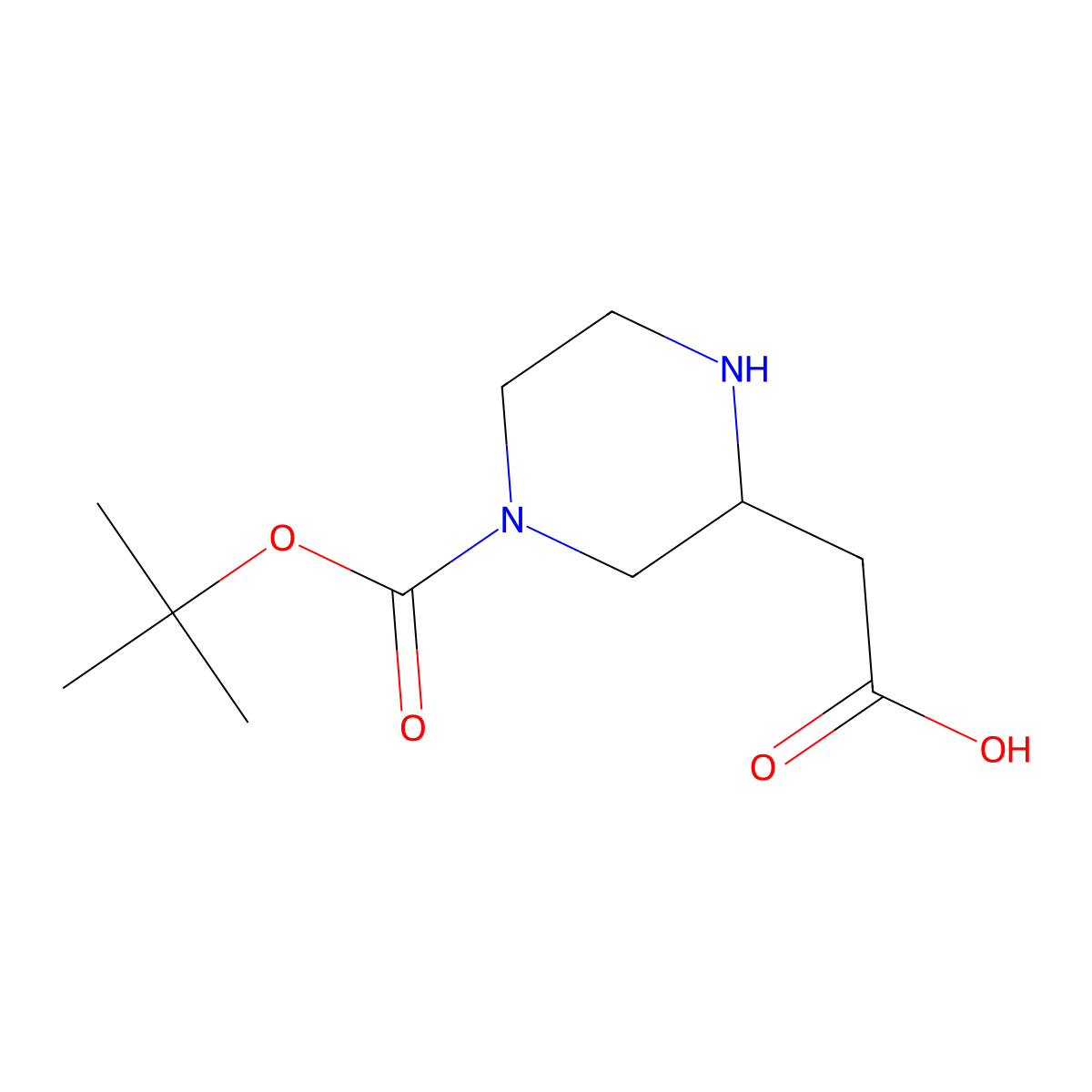 2-(4-(tert-Butoxycarbonyl)piperazin-2-yl)acetic acid molecular structure, CAS 183591-72-2