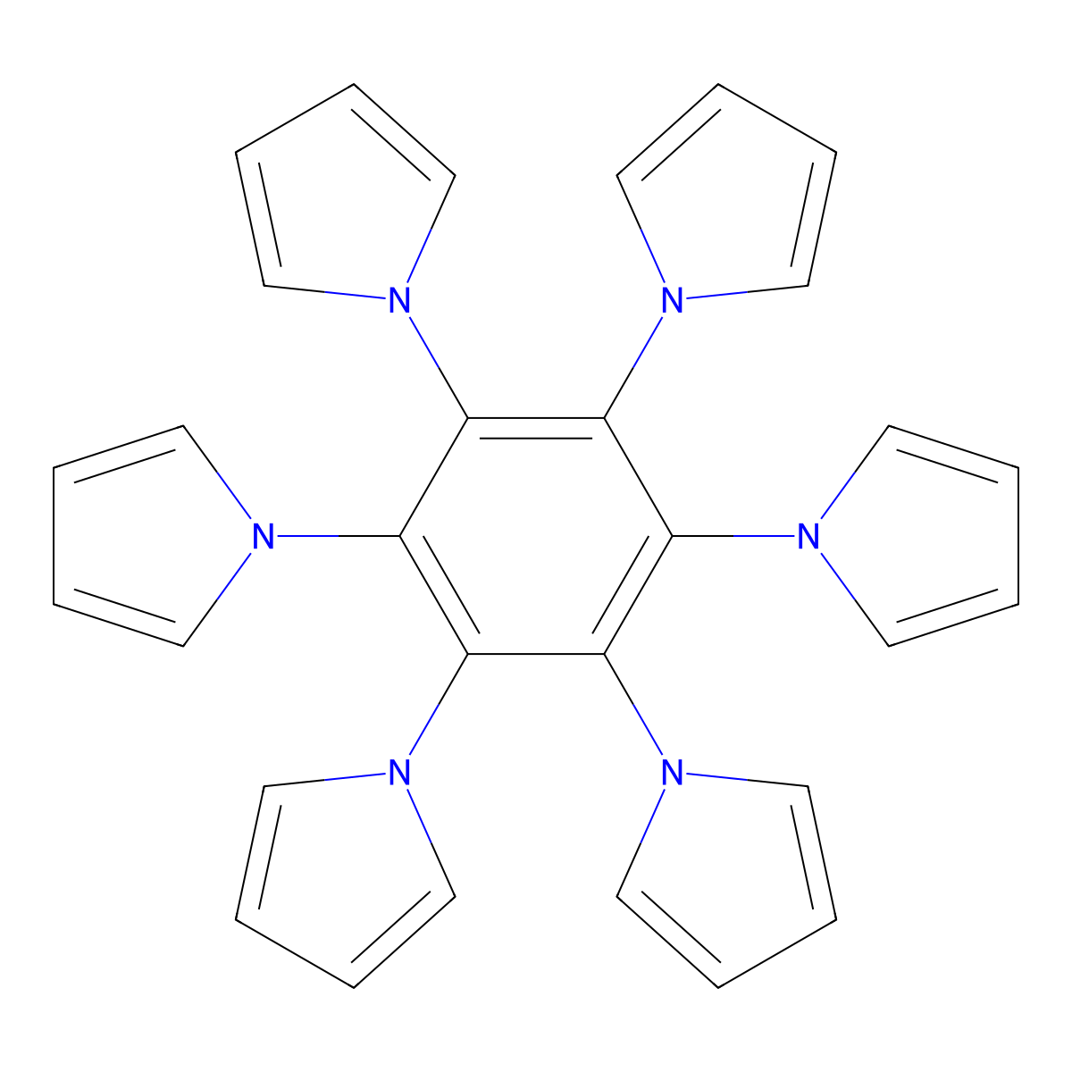 Hexa(1H-pyrrol-1-yl)benzene molecular structure, CAS 183592-03-2