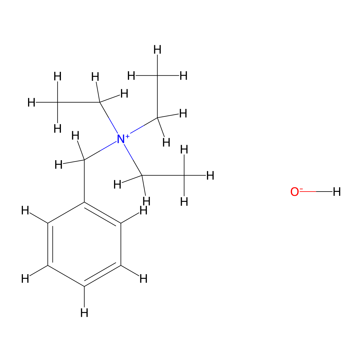 Benzyltriethylammonium hydroxide molecular structure, CAS 1836-42-6