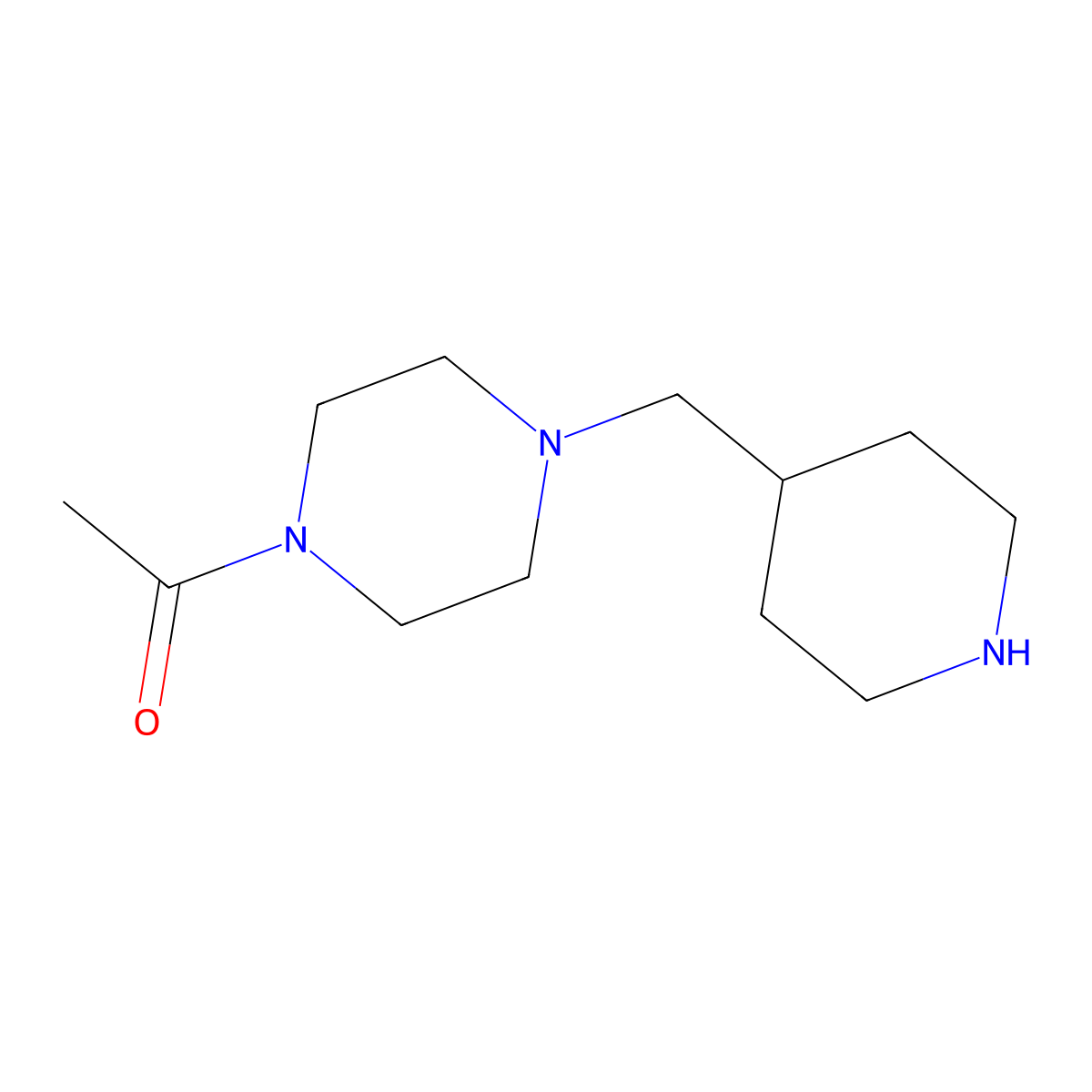 1-{4-[(Piperidin-4-yl)methyl]piperazin-1-yl}ethan-1-one molecular structure, CAS 1836056-33-7